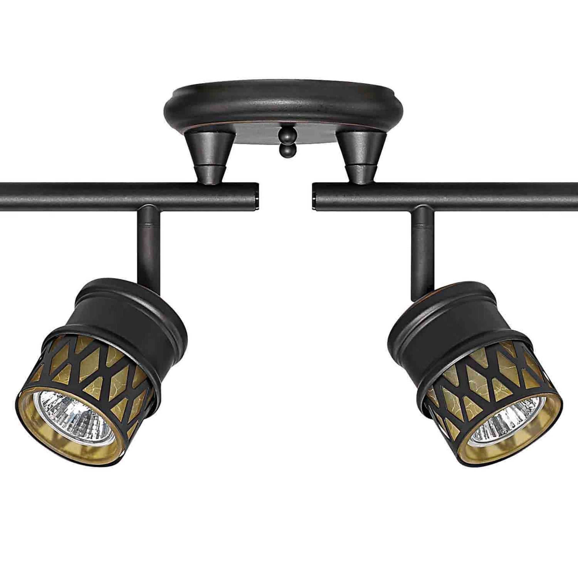 4-Light Track Lighting, Bronze, Oil Rubbed Finish, Champagne Glass Track Heads, Bulbs Included, 465 Lumen