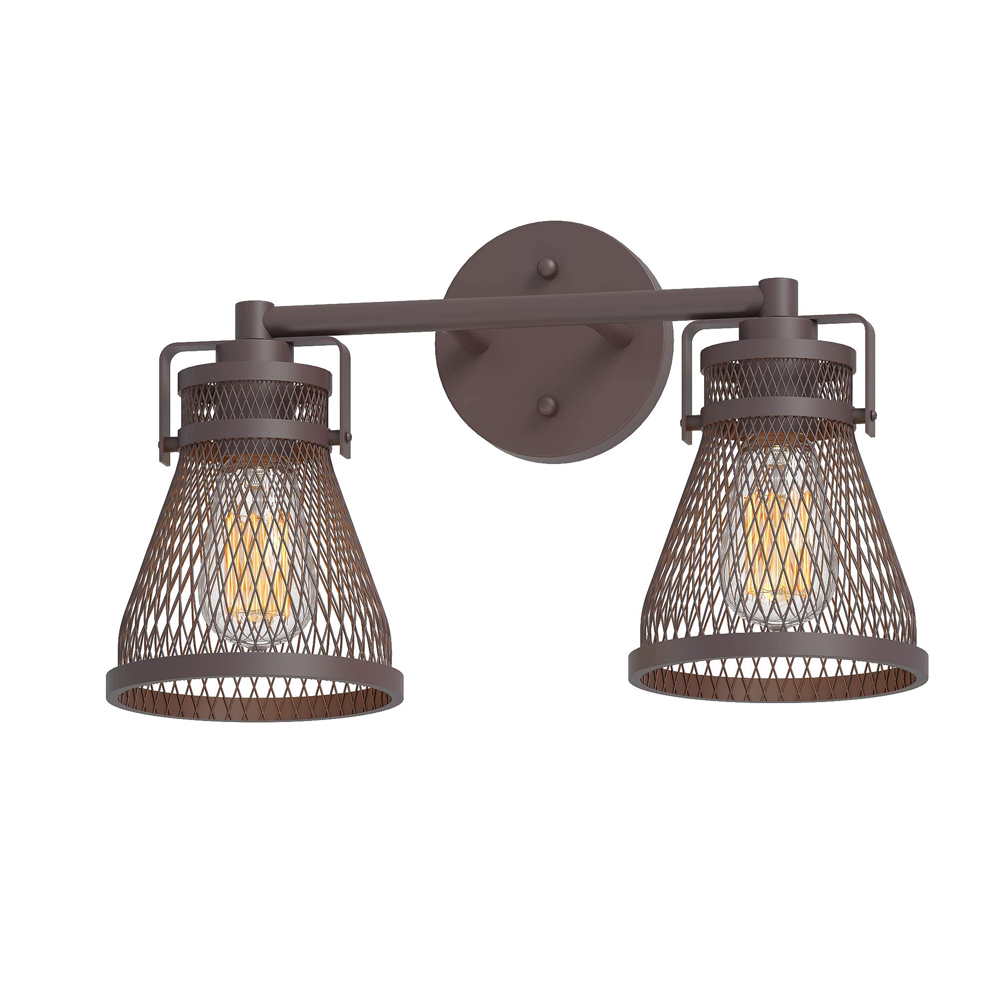 27" Wide 3-Light Oil-Rubbed Bronze Wall Sconce, Metal Mesh Shade Bathroom Vanity Light, Bulb Not Included, IN-0441-3-BZ