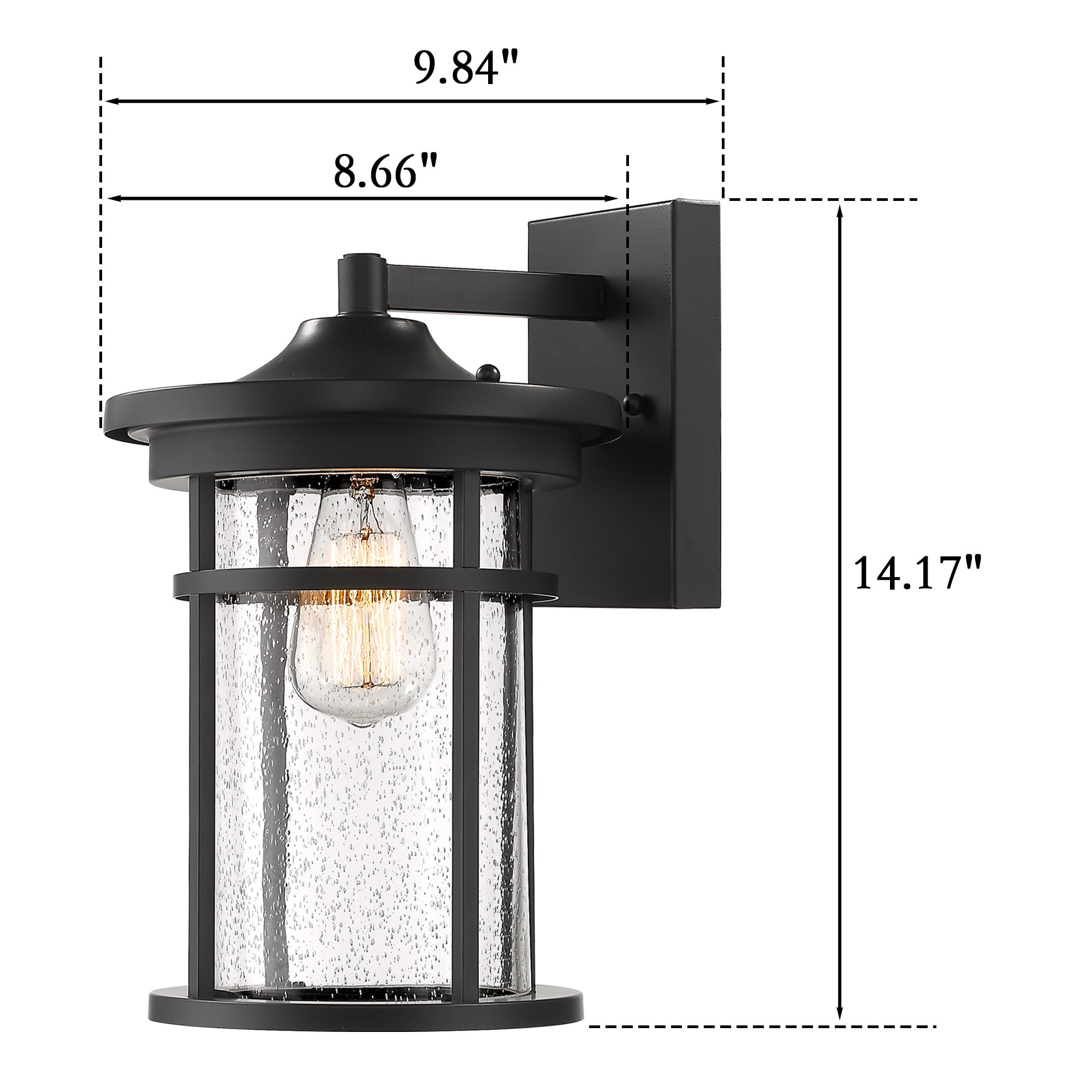 Outdoor Wall Sconces, Exterior Wall Lantern, Outdoor Wall Lighting Fixture, Outdoor Wall Mounted Lights, Outdoor Wall Lights for Patio, Porch, Garden,Balcony (Black, 12" H)