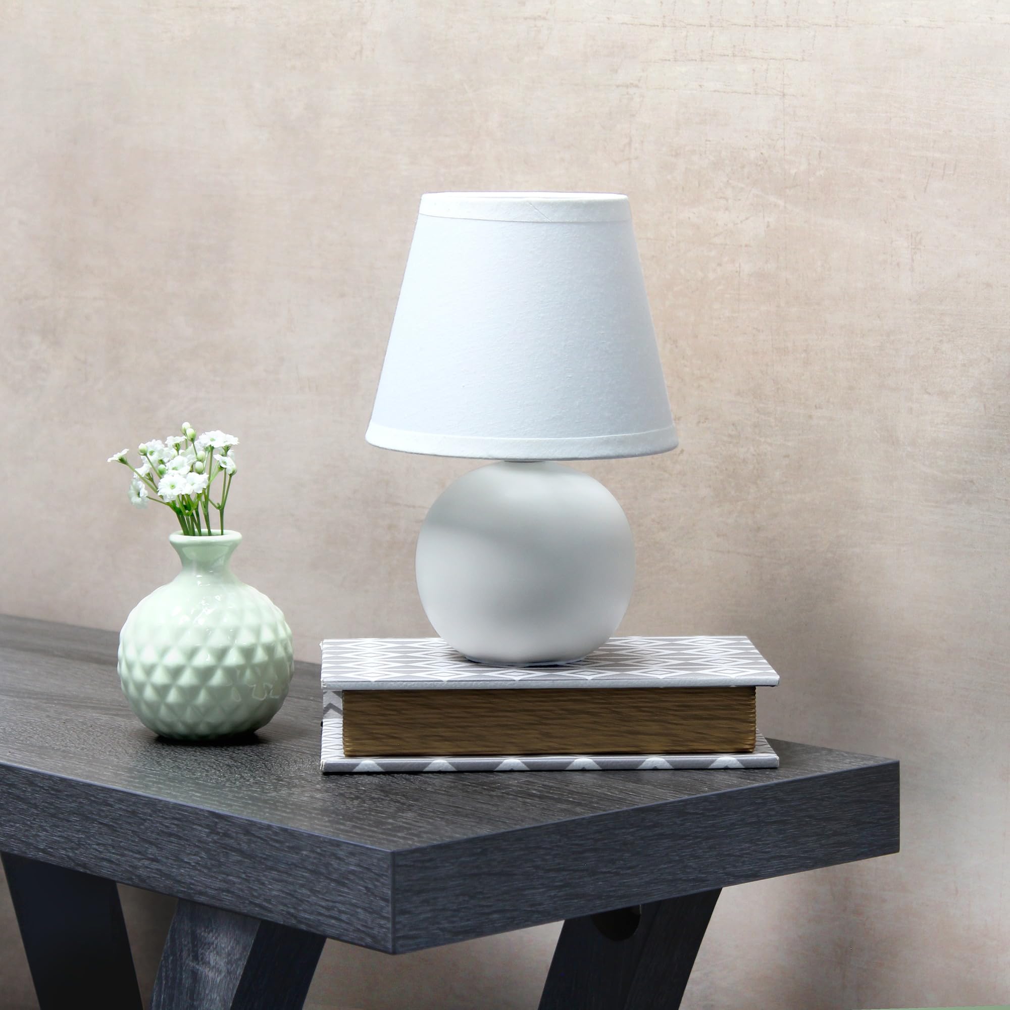 Mini Ceramic Globe Table Lamp, Off White