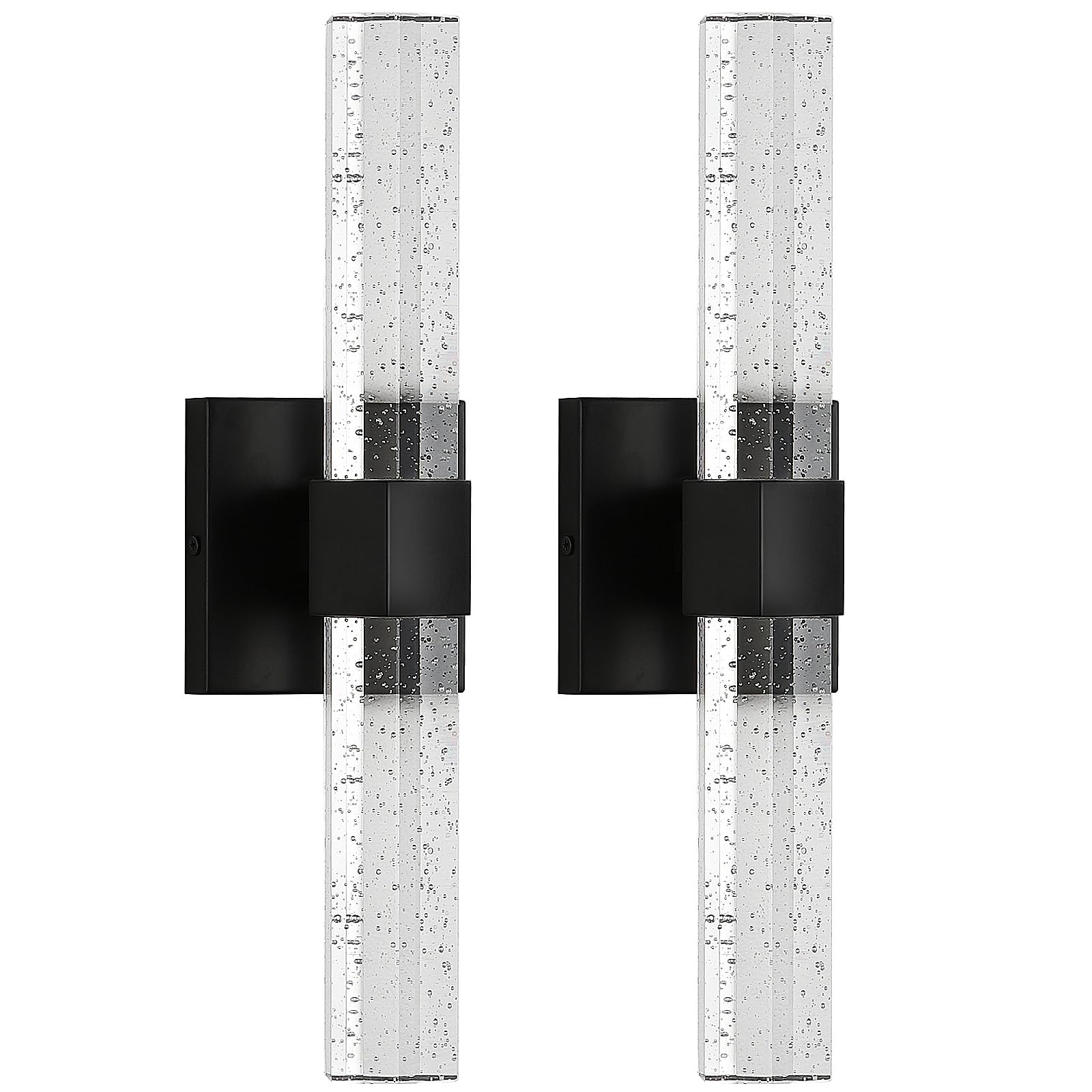 Black Sconces Wall Lighting - Modern Wall Sconces Set of Two Crystal Sconces Wall Decor Set of 2, 14W 3000K Dimmable Bathroom Vanity Light Fixtures for Hallway Bedroom Living Room