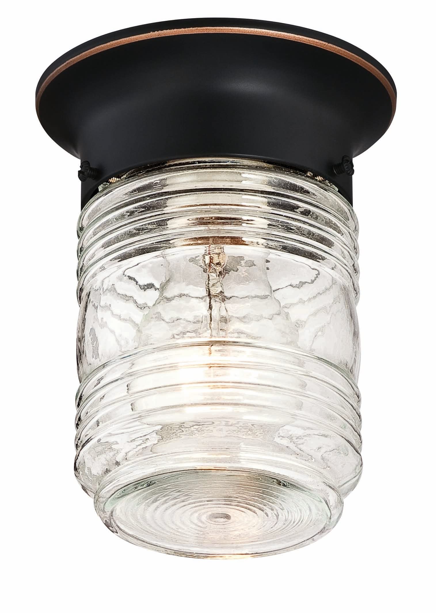 Design House 587311 Jelly Jar Classic 1-Light 2-Pack Indoor/Outdoor Wall Light with Clear Ribbed Glass for Entryway Porch Patio, Oil Rubbed Bronze