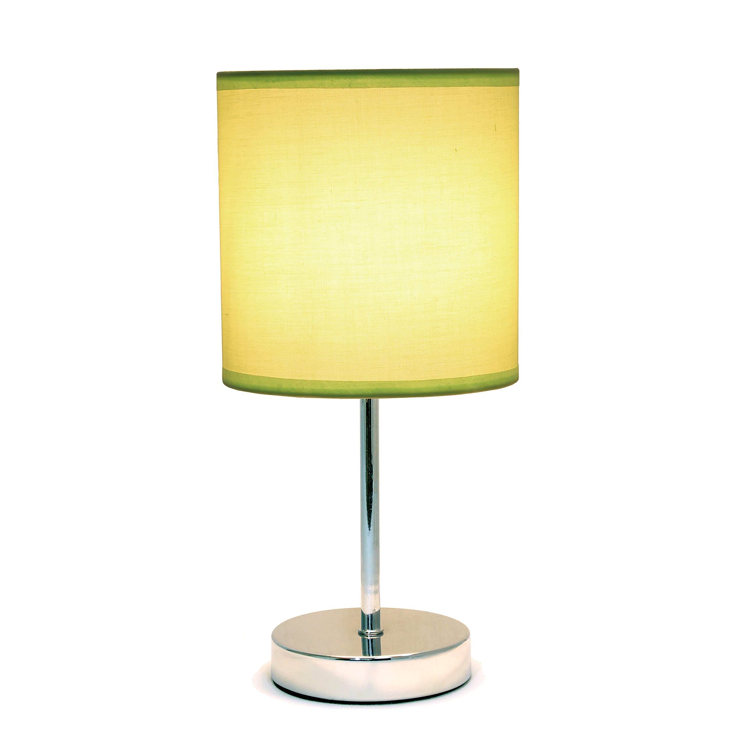 Chrome Mini Basic Table Lamp with Fabric Shade, White