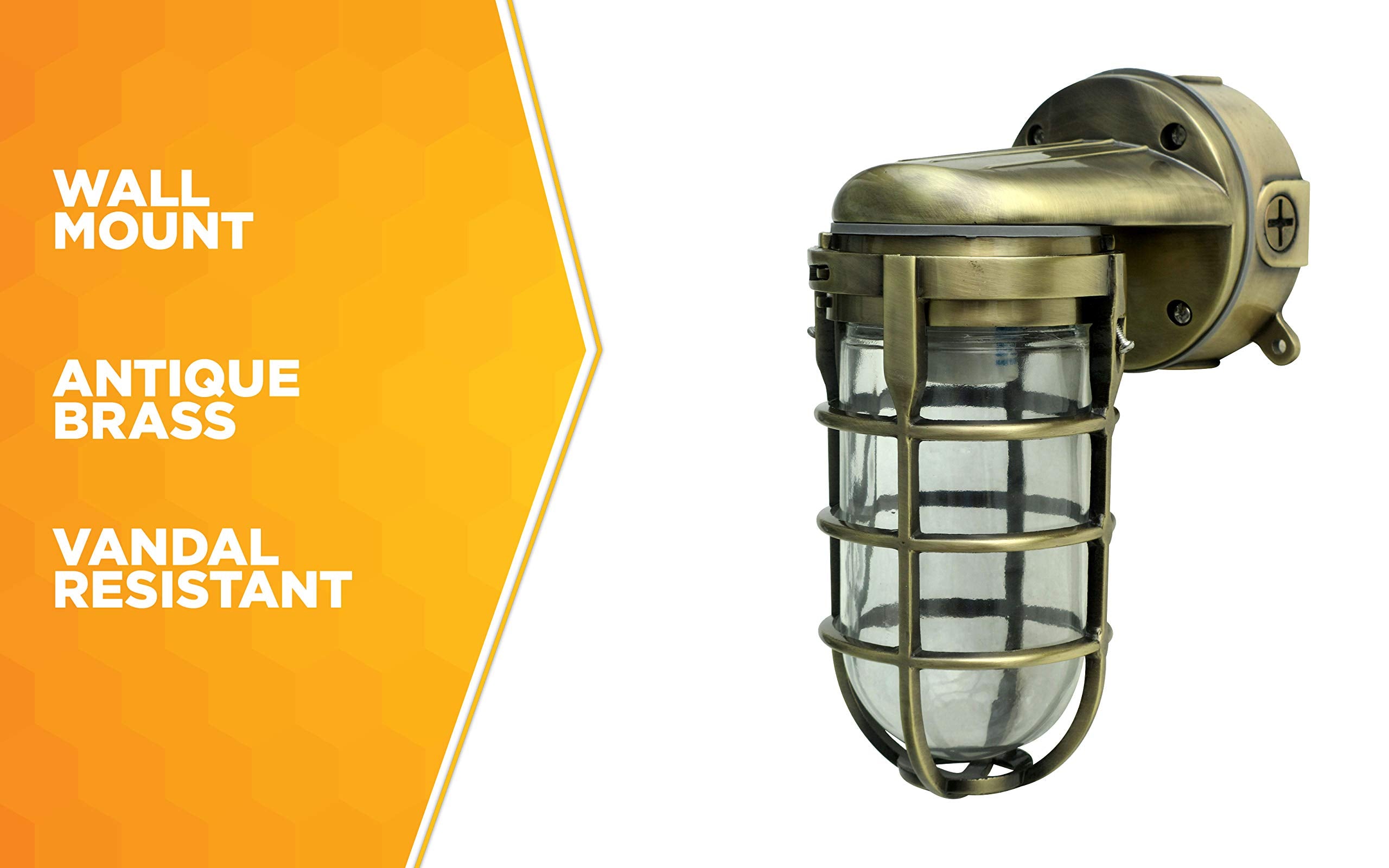 Wall Mount Light in Hammered Black Finish Sturdy Die Cast Aluminum Cage; 100 Watt Incandescent; Industrial Design; Suitable for Indoor and Outdoor Use