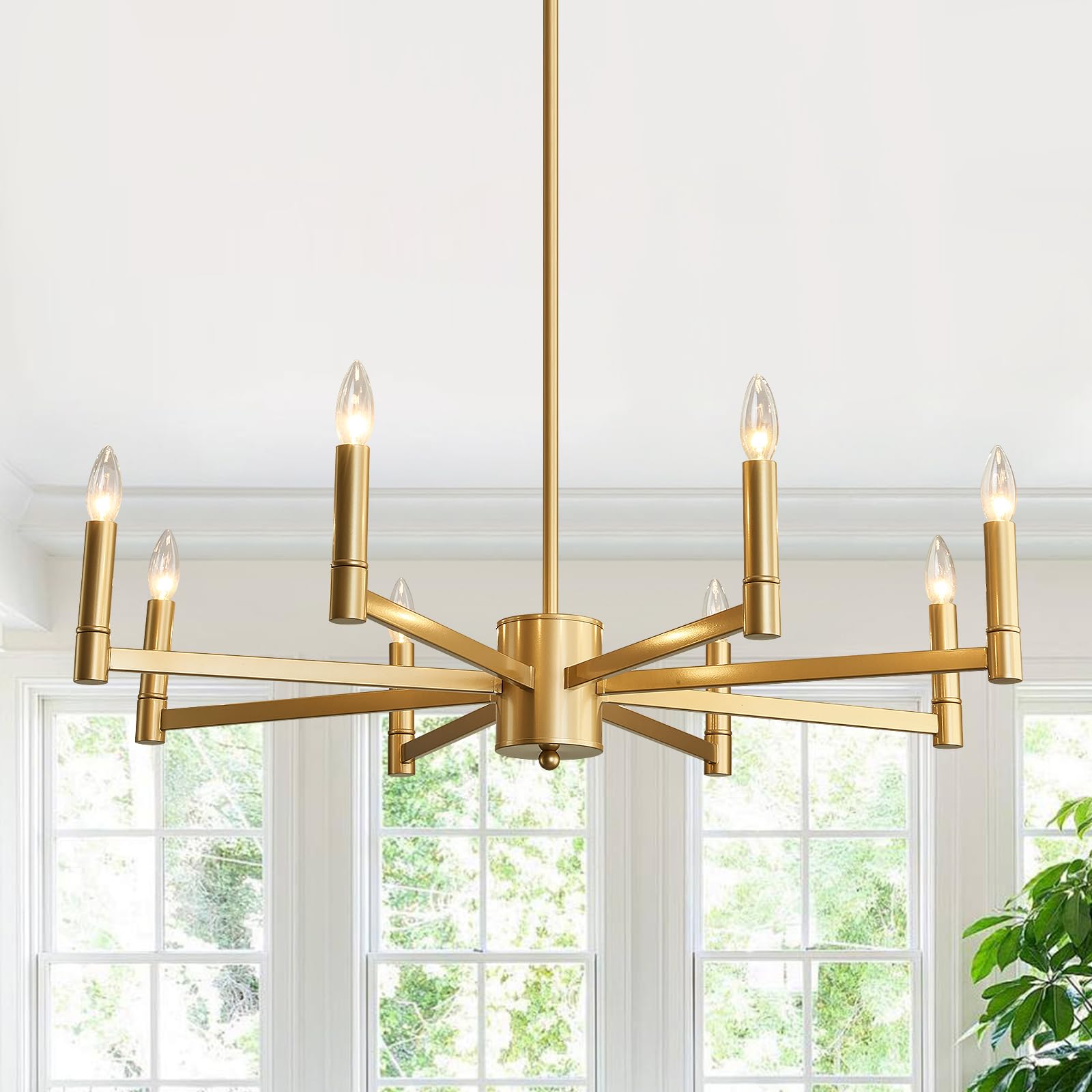 8-Light Gold Candle Chandeliers Modern Farmhouse Ceiling Light Fixture Industrial Lighting for Dining Room Living Room Bedroom Kitchen Island Foyer