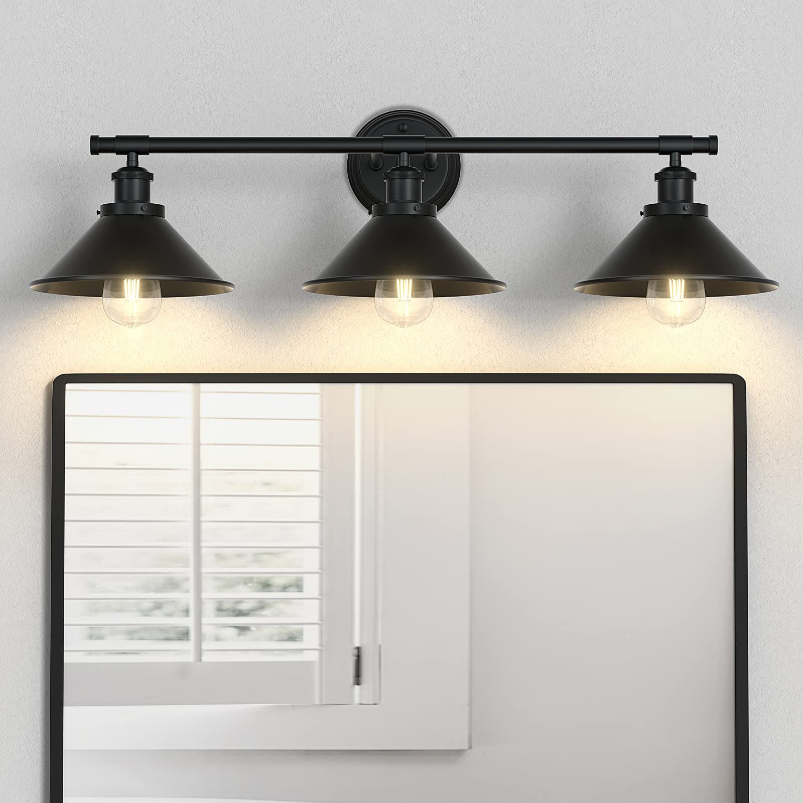 Black 2-Light Vanity Wall Sconce Lighting, Farmhouse Bathroom Wall Light Fixtures Over Mirror, Industrial Rustic Indoor Bathroom Vanity Lights for Cabinet Dressing Table Living Room