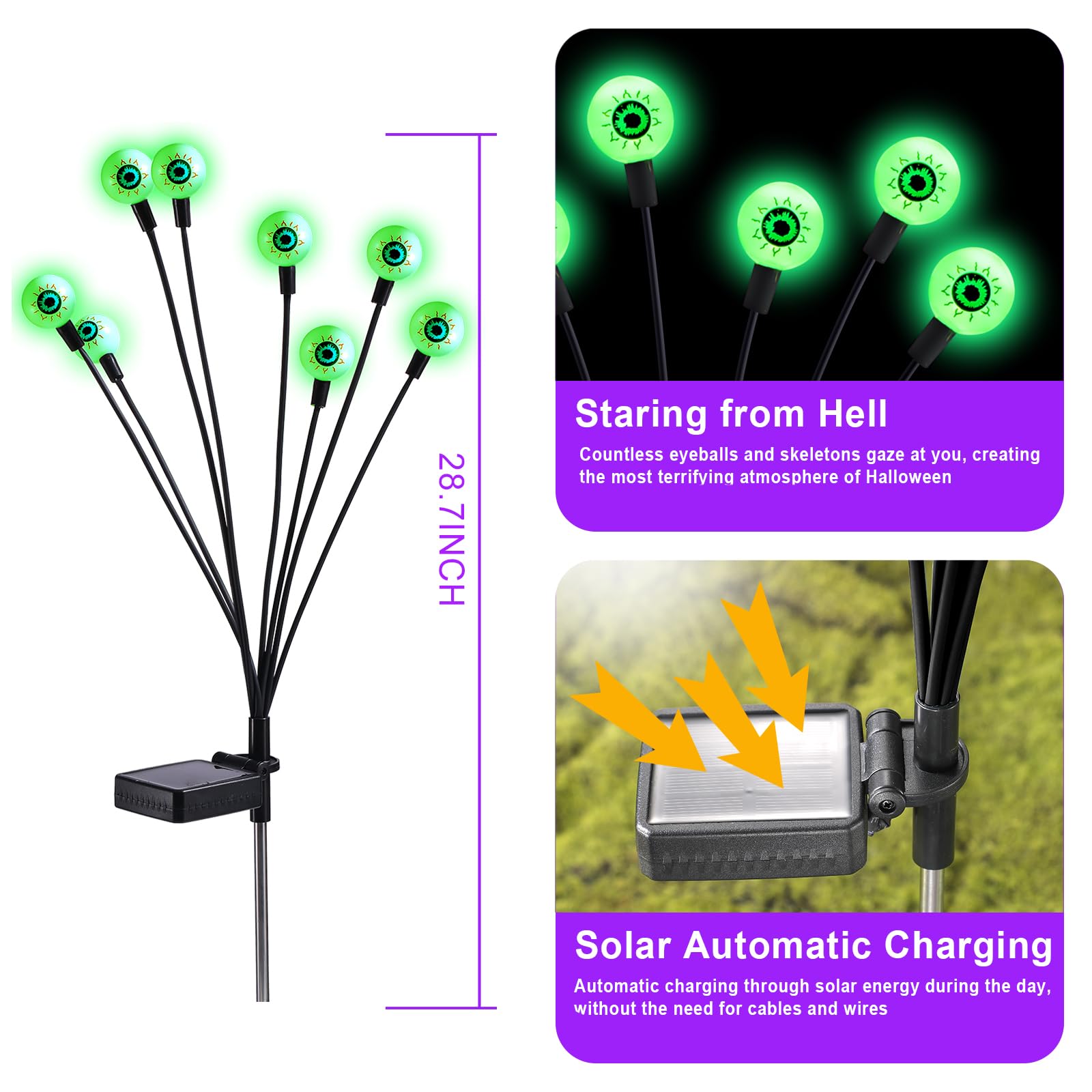 Solar Garden Lights, 4 Pack 32 LED Solar Outdoor Lights, Outdoor Decorations Lights, Solar Swaying Lights, Firefly Lights for Patio Pathway Outdoor Decor, Big Bulb Solar Swaying Lights