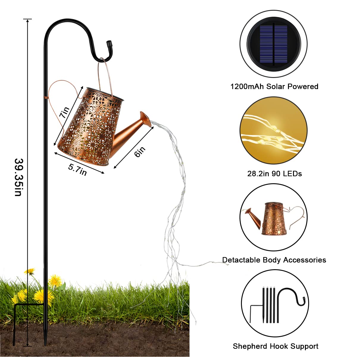 Solar Watering Can with Lights, Solar Outdoor Lights Decorative Solar Garden Lights Solar Lanterns Hanging Garden Lights for Garden, Yard, Patio, Pathway, Walkway Waterproof