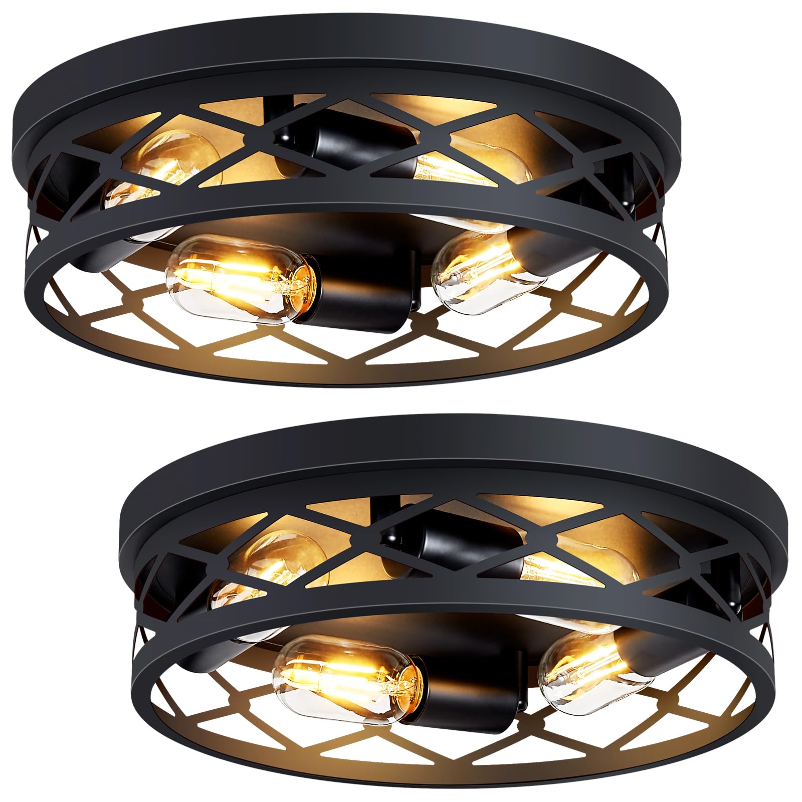 Flush Mount Ceiling Light Fixture,3-Light Ceiling Light Fixture for Hallway, Black Hallway Light Fixtures Ceiling,Light Fixtures Ceiling Mount for Kitchen,Farmhouse,Hall (1 Pack) (13.1inch)