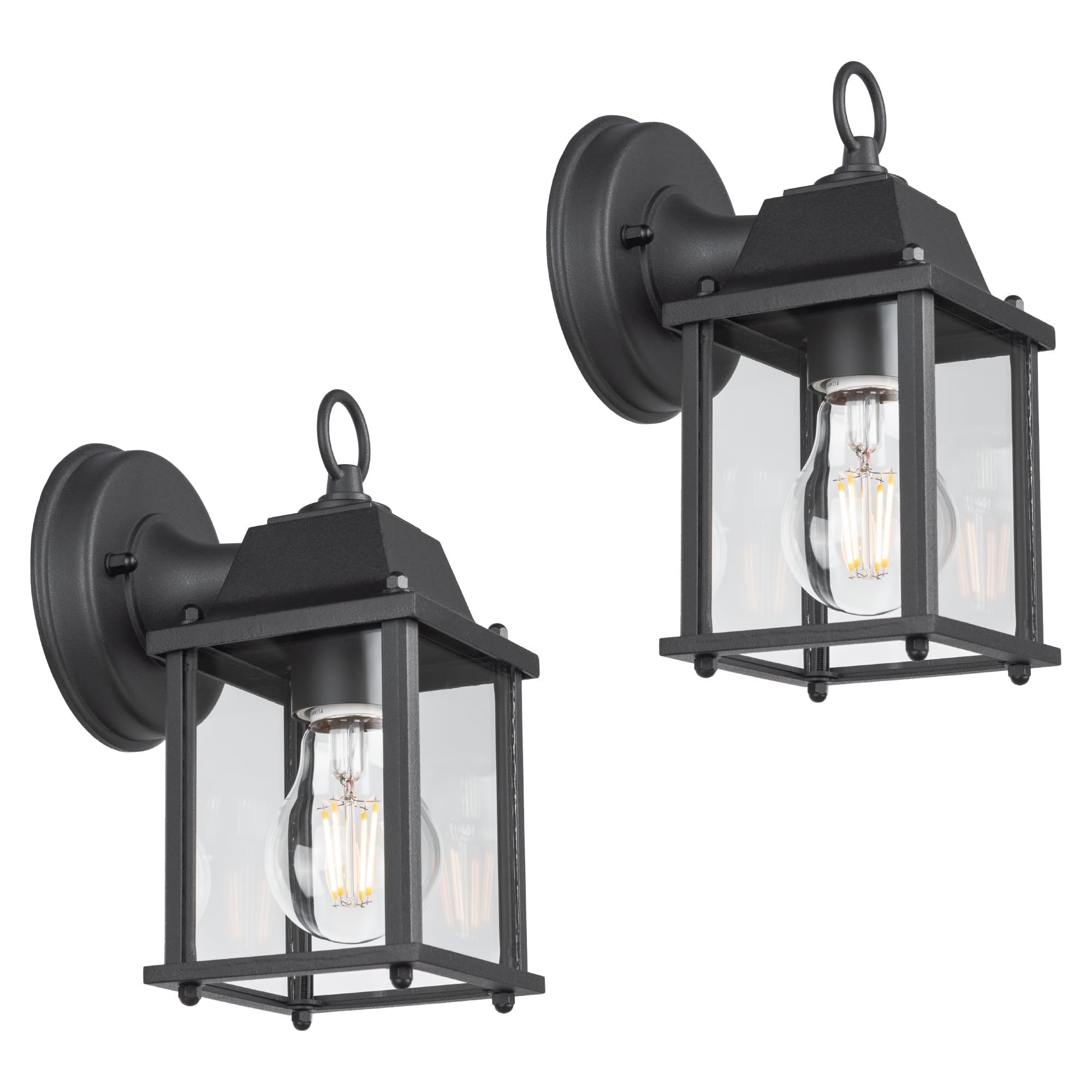 Outdoor Wall Lantern, Wall Sconce as Porch Lighting Fixture, E26 Base 60W Max., Aluminum Housing Plus Glass, Water-Proof and Outdoor Rated, ETL Qualified, 2-Pack, White