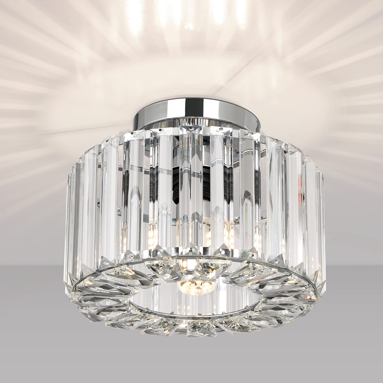 Semi Flush Mount Ceiling Light - Crystal Chandelier Modern Ceiling Light Fixture Hallway Light Fixtures Ceiling Gold Flush Mount Ceiling Light for Porch Kitchen Bedroom Living Room Entryway