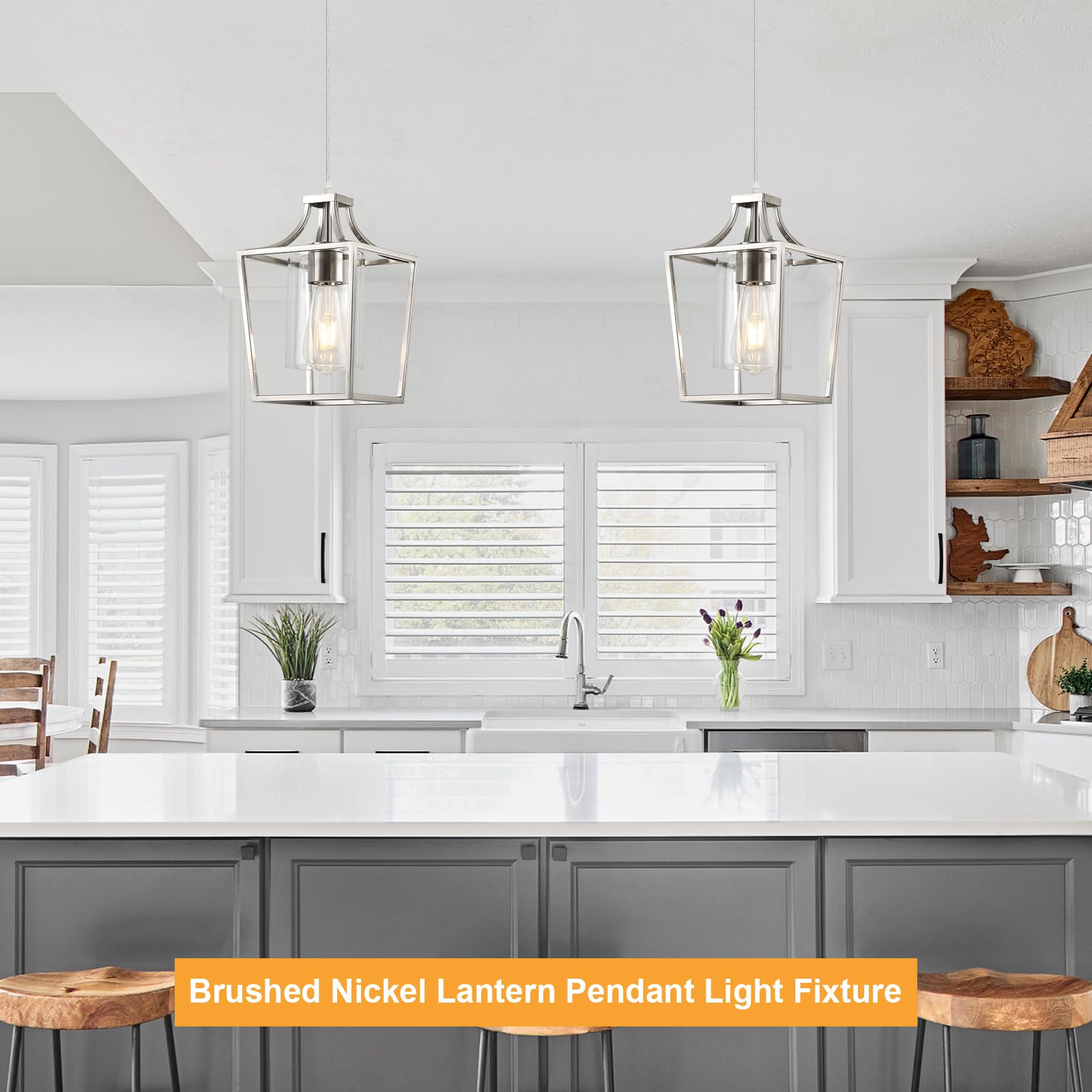 Farmhouse Kitchen Island Lighting Black Pendant Light Fixtures 4-Light Dining Room Lights Wood Chandelier Adjustable Hanging Pendant Lighting for Kitchen Island