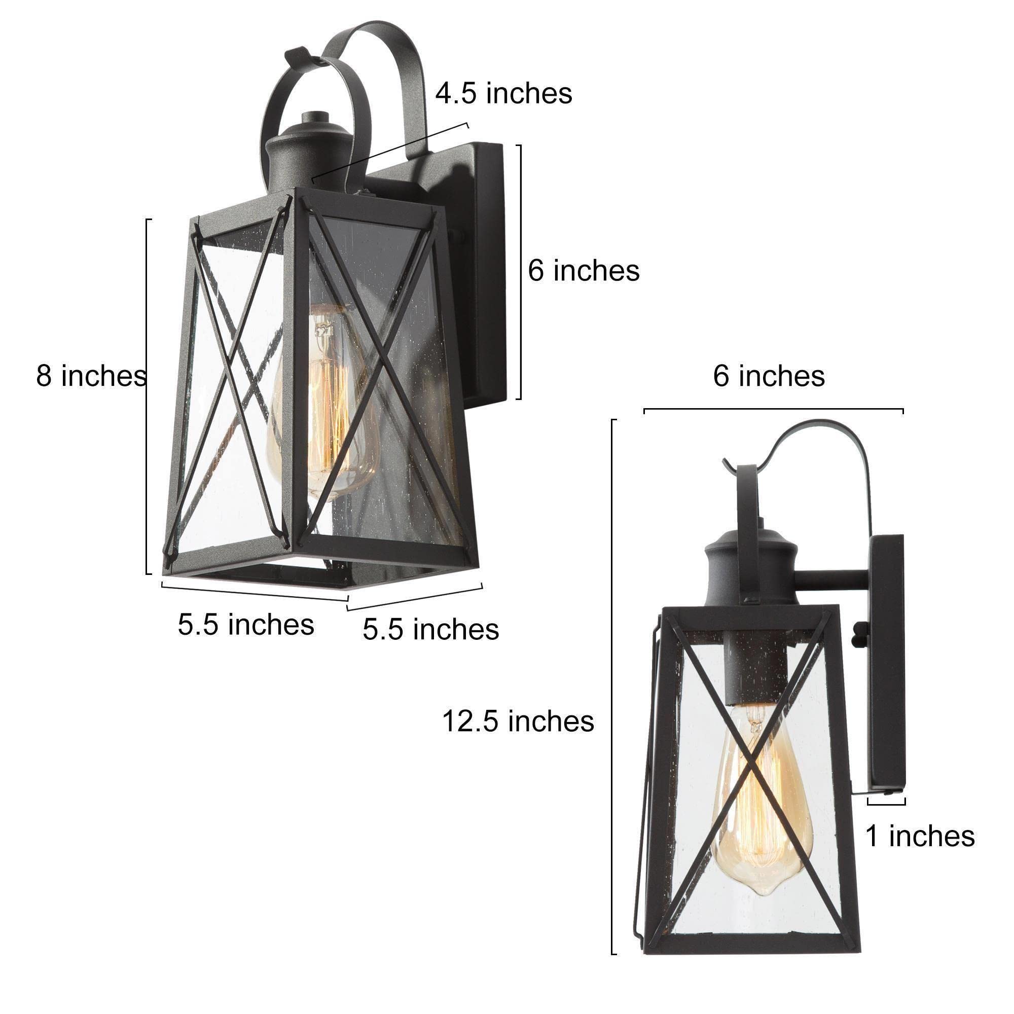 Outdoor Wall Lights, Exterior Wall Sconces Light Fixture with Seeded Glass, Waterproof and Anti-Rust Lanterns for Front Door, Entry, Porch, Patio, and Gazebo