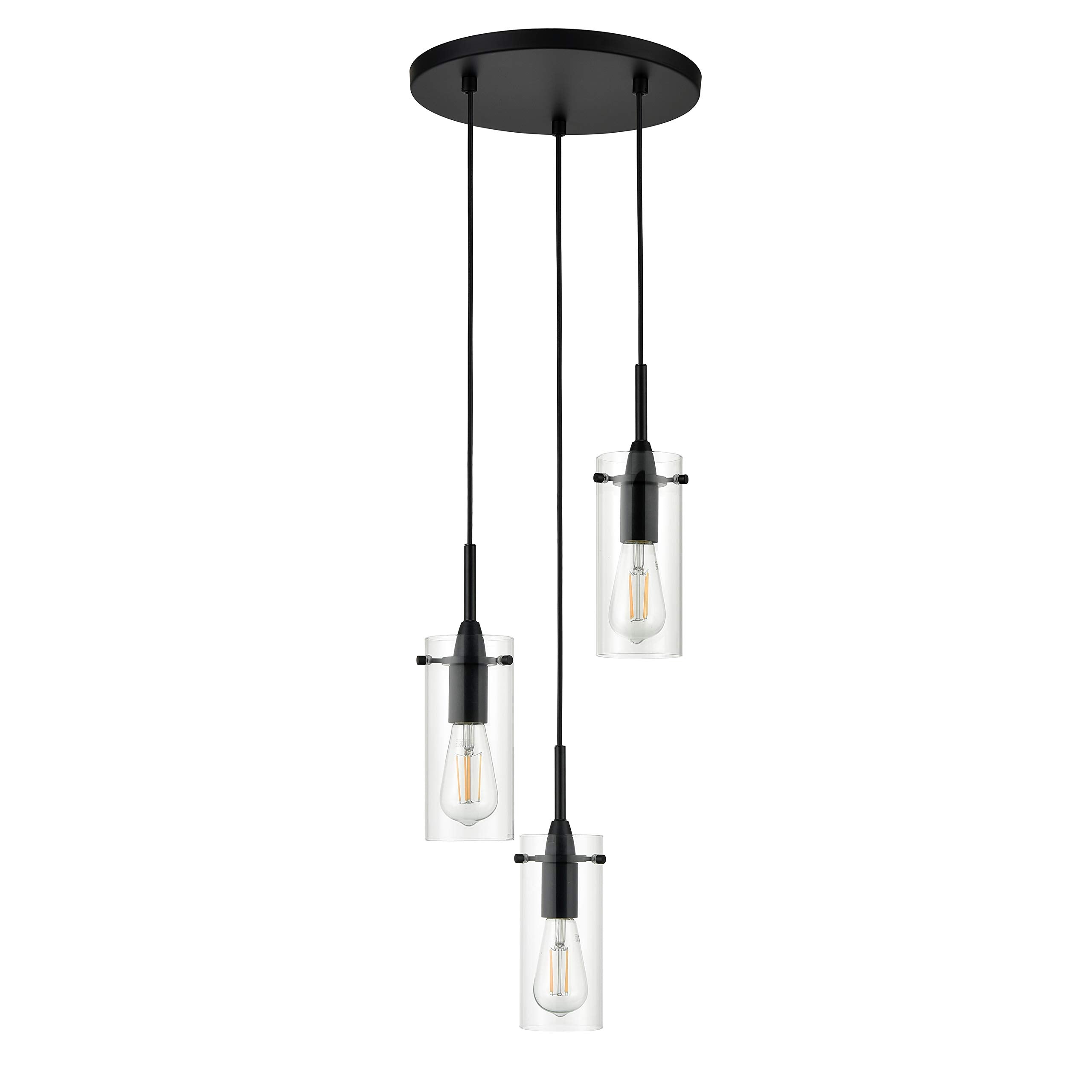 Linea di Liara Effimero 3-Light Cluster Pendant Lights Stairwell Lighting Small Chandelier Black Modern Chandelier Light Fixture Foyer Chandeliers Entryway High Ceiling Staircase Lights