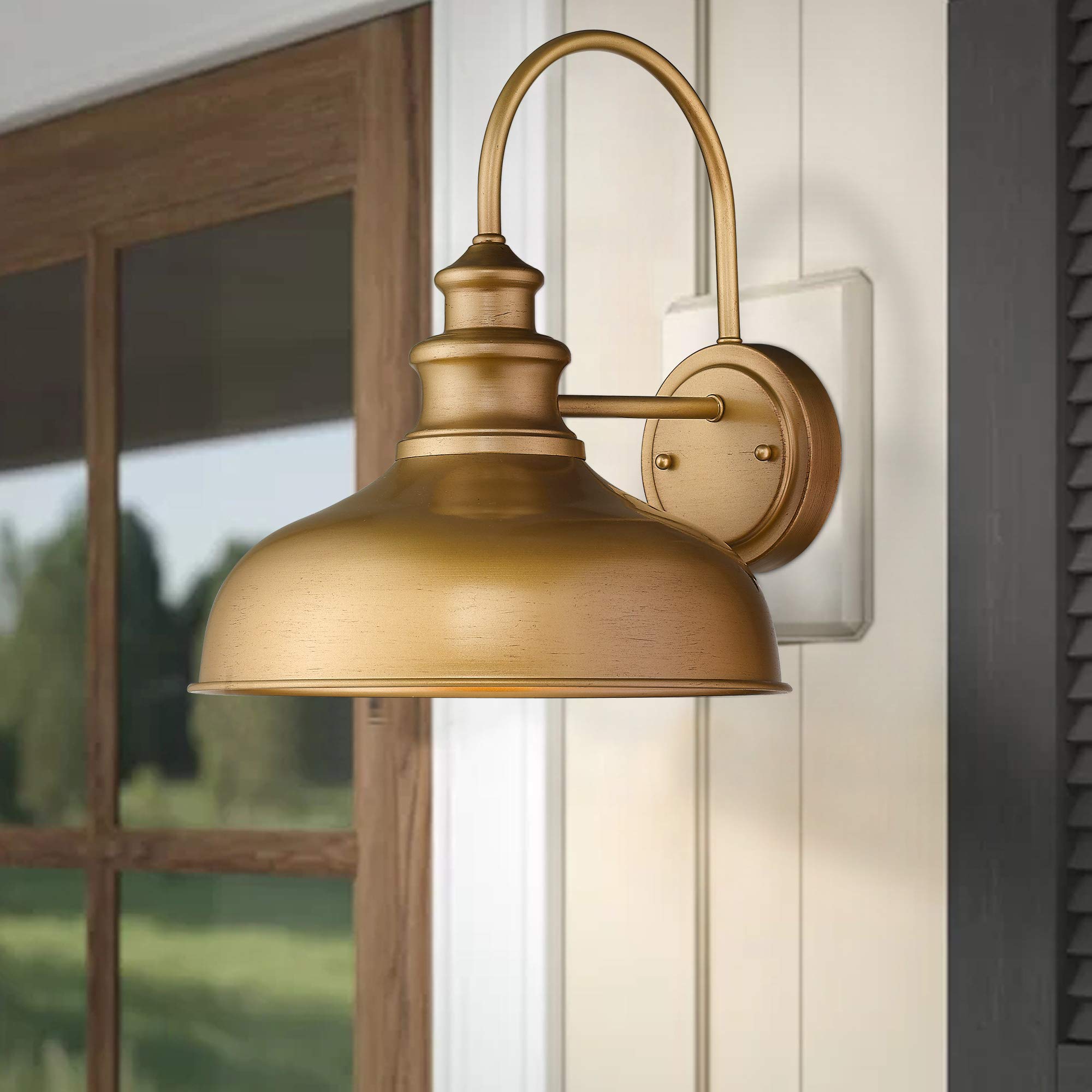 2 Pack Industrial Gooseneck Wall Light, 11 inches Barn Light Fixture, Gold Finish, 02A390-2 AG