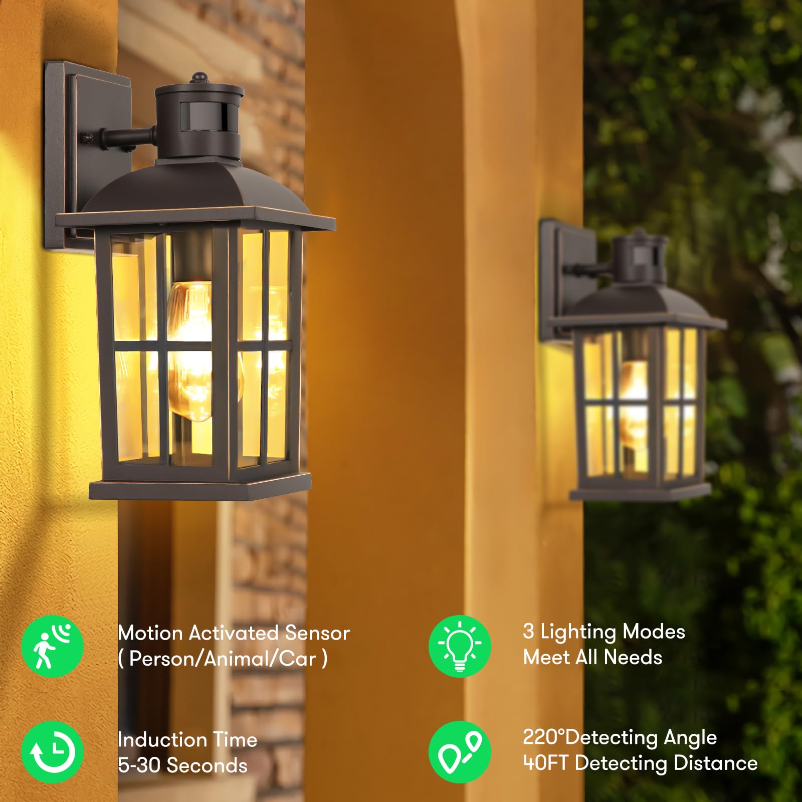 Outdoor Light - Advanced Dusk to Dawn Exterior Lantern Fixtures Wall Sconce, Waterproof Porch Light Fixtures Wall Mount for Entryway Garage, Anti-Rust 100% Aluminum