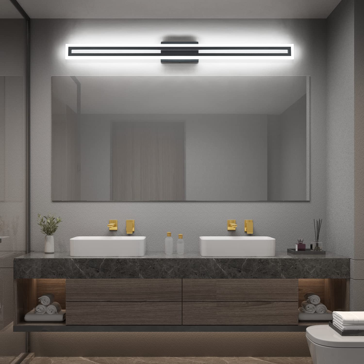 LED Vanity Light Bathroom Vanity Light,31.8 Inch Bathroom Lights Over Mirror 6000K Brushed Nickle