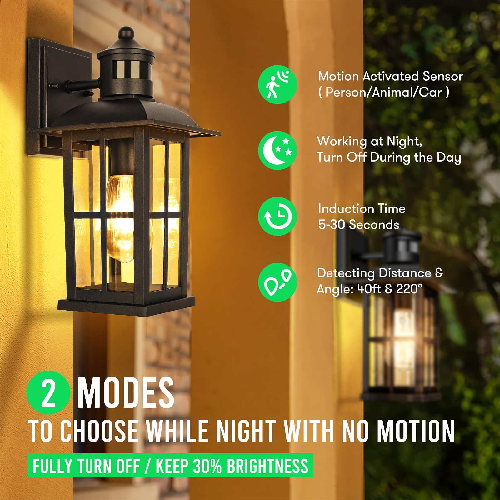 Outdoor Light - Advanced Dusk to Dawn Exterior Lantern Fixtures Wall Sconce, Waterproof Porch Light Fixtures Wall Mount for Entryway Garage, Anti-Rust 100% Aluminum