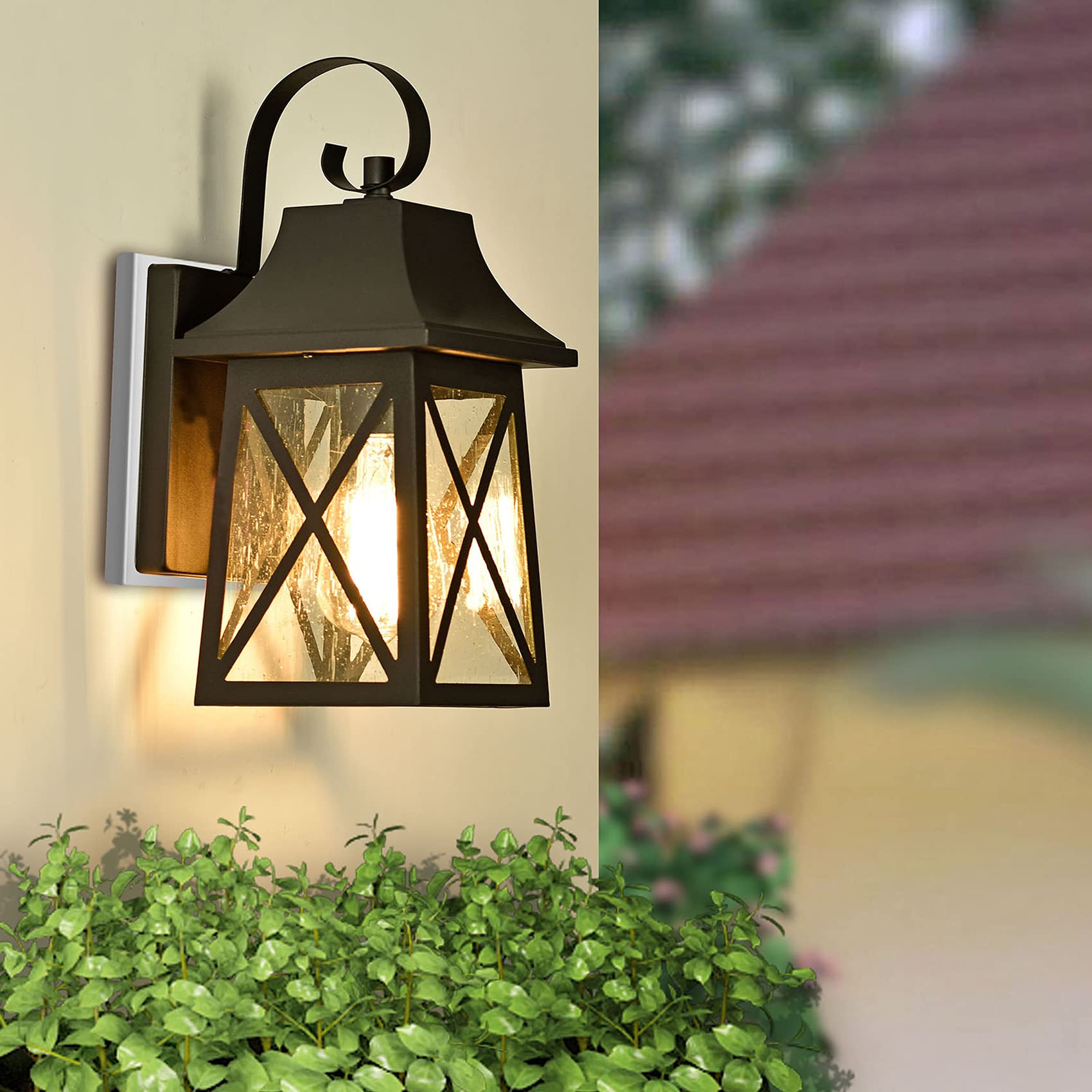 Porch Light Fixture, Oil Rubbed Bronze Outdoor Wall Sconce,13.25" Farmhouse Porch Light with Clear Seedy Glass for Garage, Patio, Porch, Doorway, Entryway.