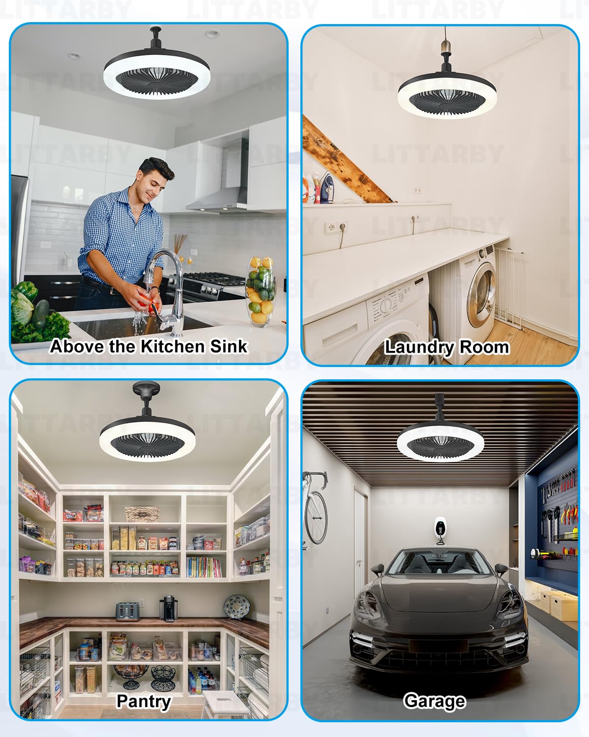 Ceiling Fans with Lights, Socket Fan Light with Remote Control, Dimmable Brightness 3000K-6500K Memory, Socket Modern Flush Mount Low Profile Ceiling Fan for Bedroom, Small Living Room, Kitchen Black