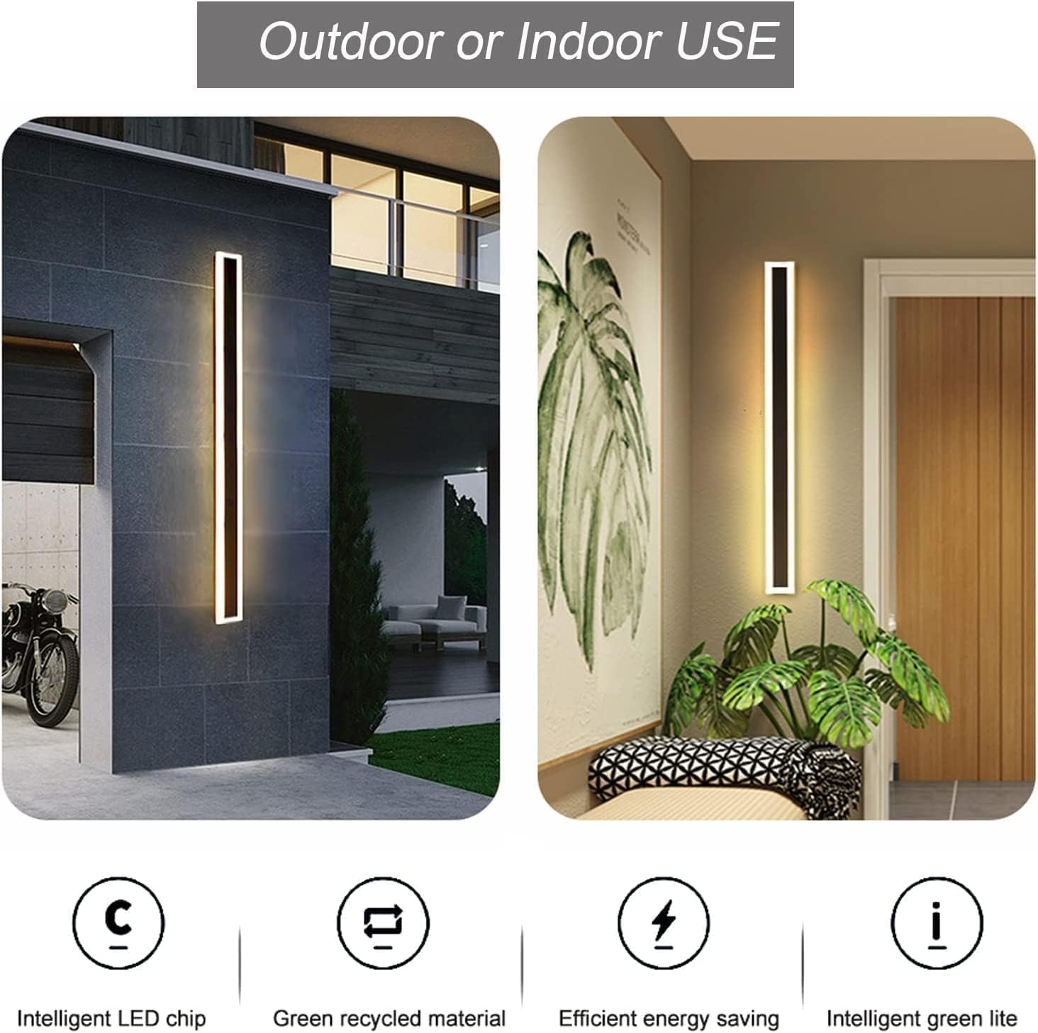 2 Pack 23.6INCH Long Outdoor LED Wall Lights,18W Waterproof IP65 Warm White led Wall Light Rectangular Black Wall Light,led Porch Lights Outdoor Wall Elegant Frosted White Acrylic Anti Rust