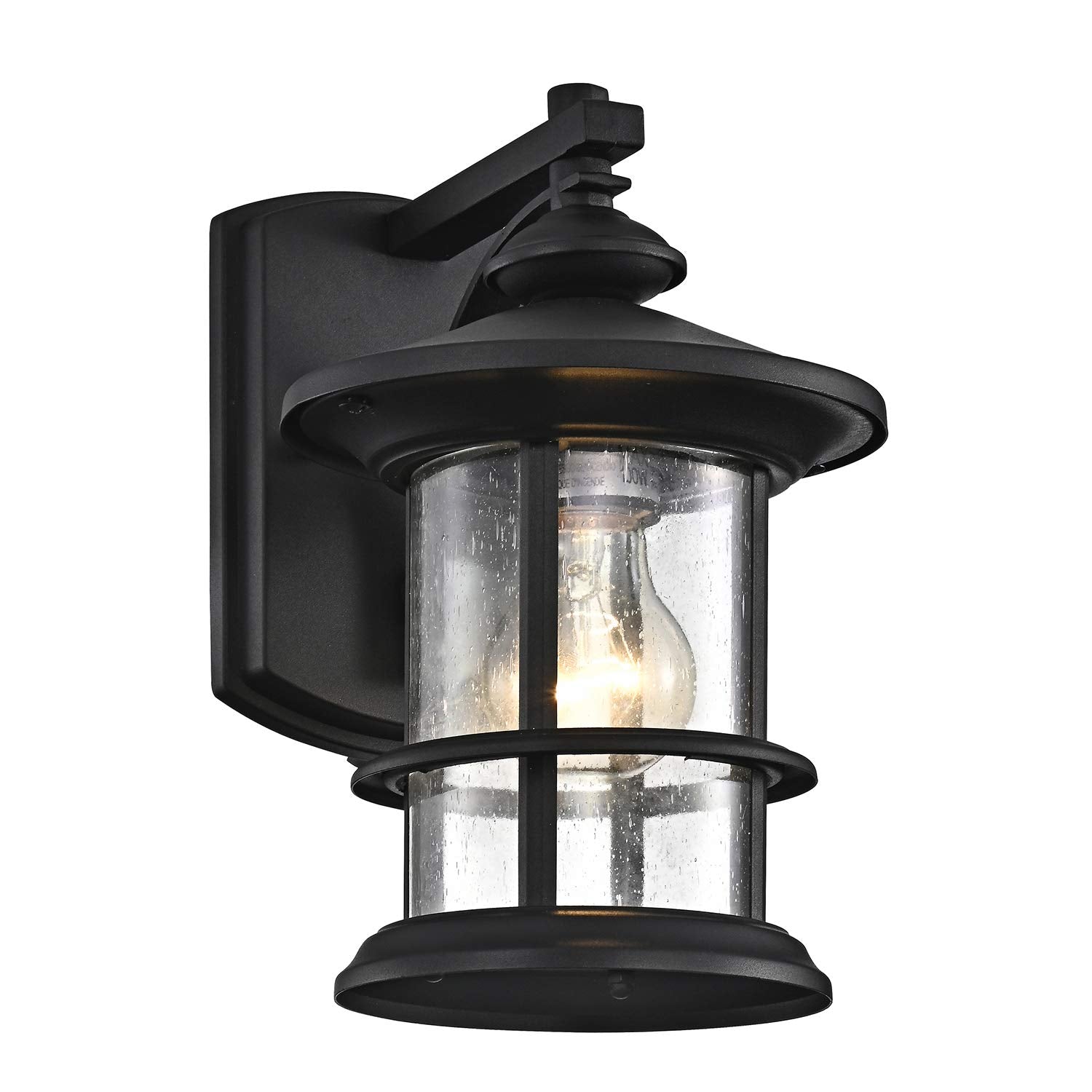 Oil Rubbed Bronze Outdoor Light Sconces Wall Mount, Clear Seedy Glass Large Exterior Porch Wall Lantern, 12.5" Outside Lights for House, Front Porch, Patio, Backyard