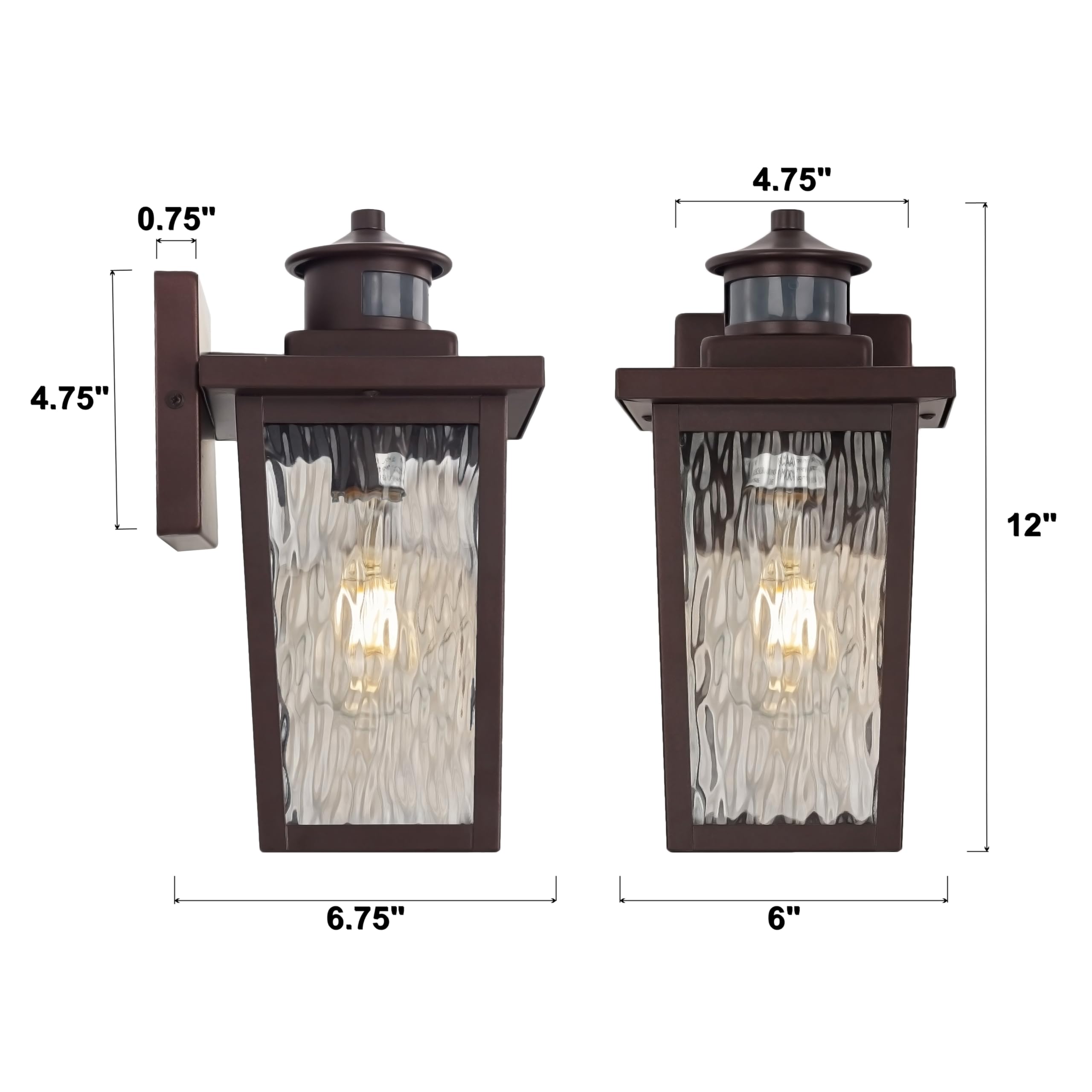 Oil Rubbed Bronze Exterior Wall Light Fixture, Outdoor Wall Lantern with Clear Water Glass, Outside Light for House Entryway Porch