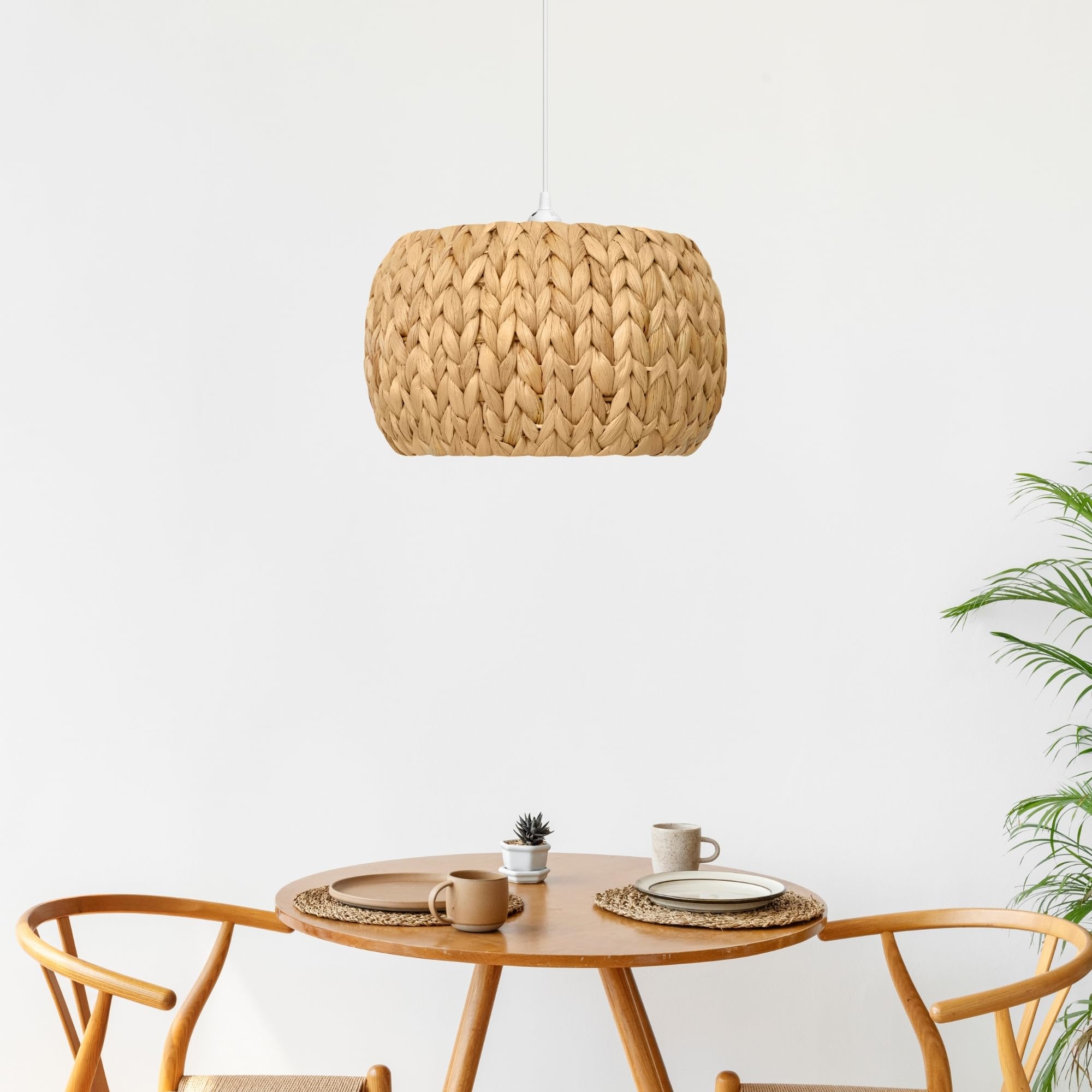 Bamboo Pendant Light - Mini Pendant Lights Bedroom - Natural Elegant Woven Pendant Light; Wood Pendant Light for Home Decor