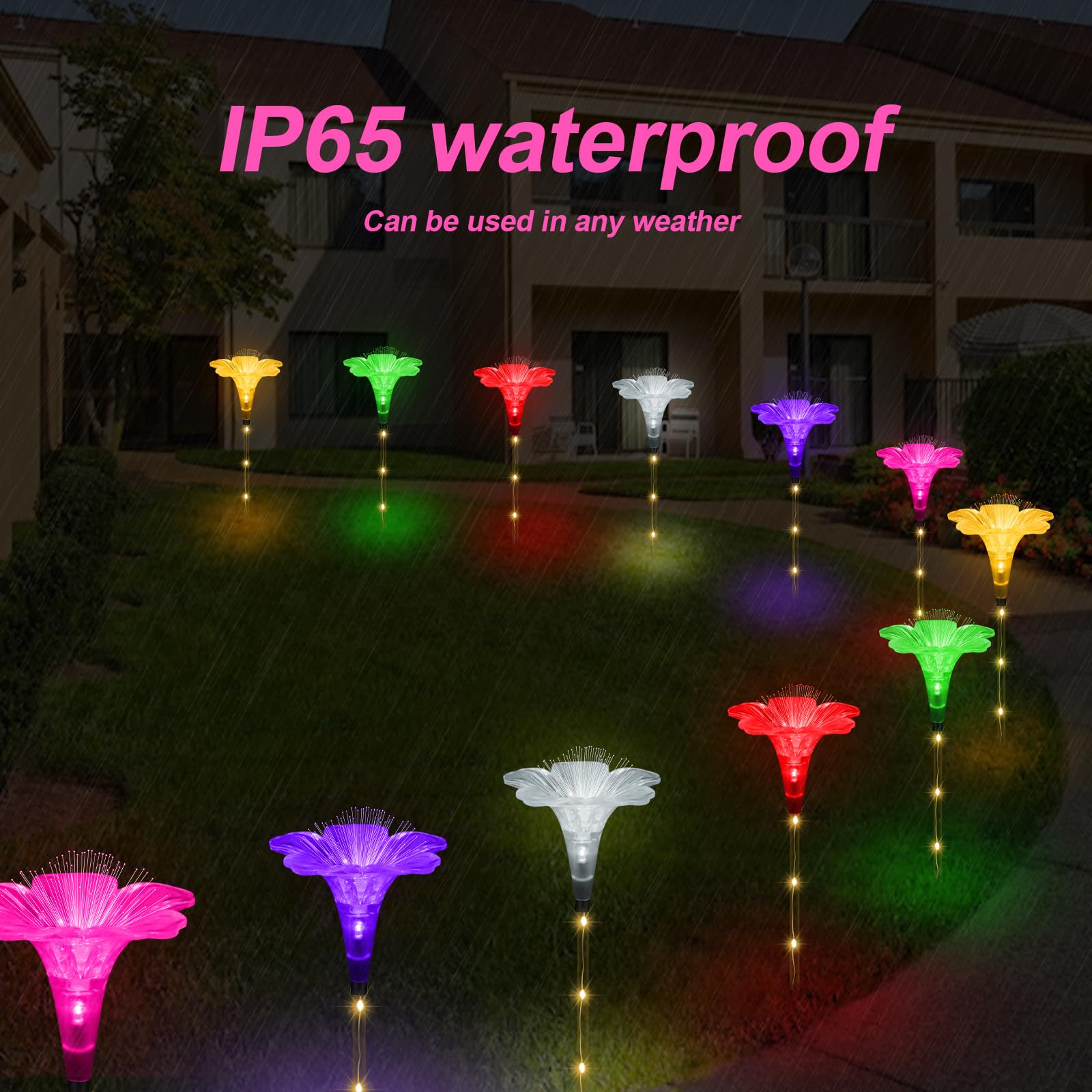 Solar Outdoor Lights,Set of 6 Solar Garden Lights with 6 Red Rose Flower,Waterproof Rose Stake Lights for Garden Yard Pathway Outside Decor