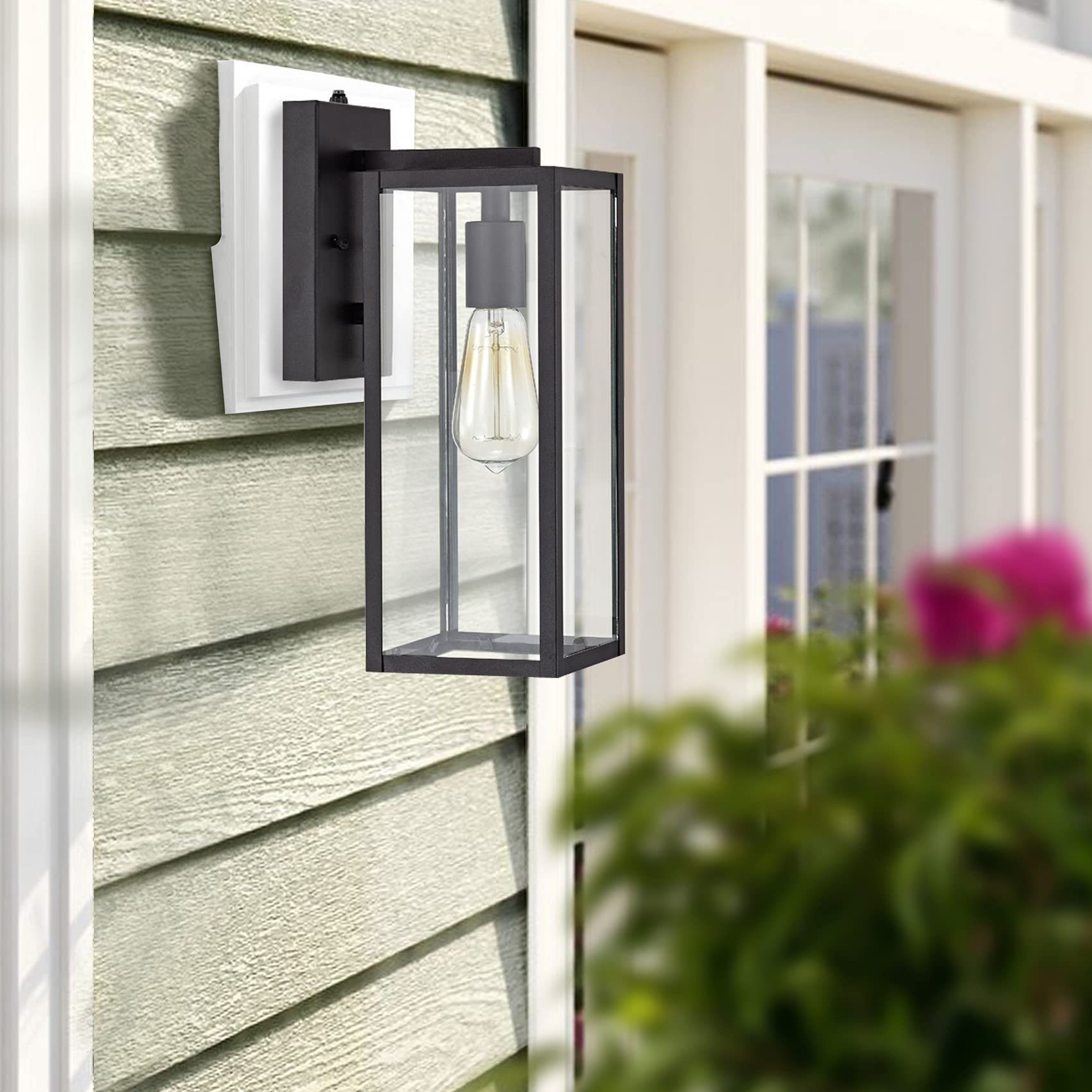 Porch Light Fixture, Oil Rubbed Bronze Outdoor Wall Sconce,13.25" Farmhouse Porch Light with Clear Seedy Glass for Garage, Patio, Porch, Doorway, Entryway.