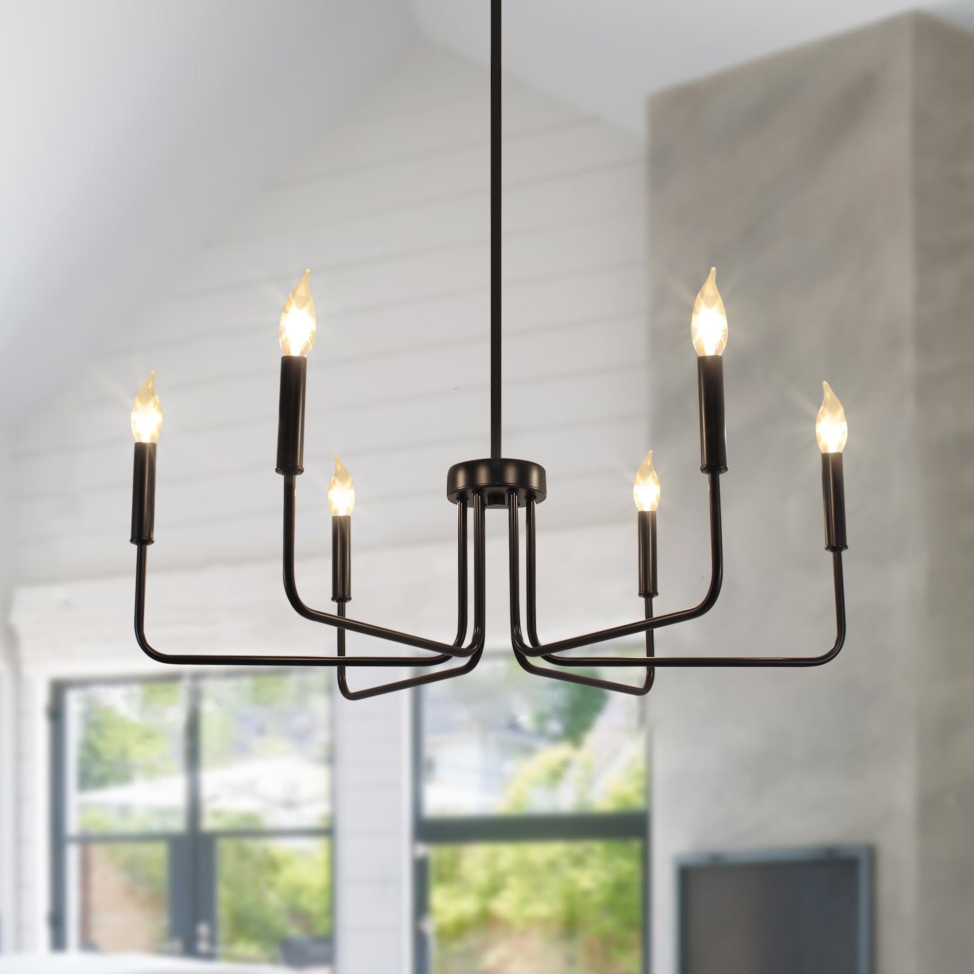 Gold Chandeliers for Dining Room Modern Farmhouse Chandelier 6 Lights 28.74" Rustic Industrial Metal Candle Ceiling Pendant Lighting for Living Room Bedroom Kitchen Island Foyer