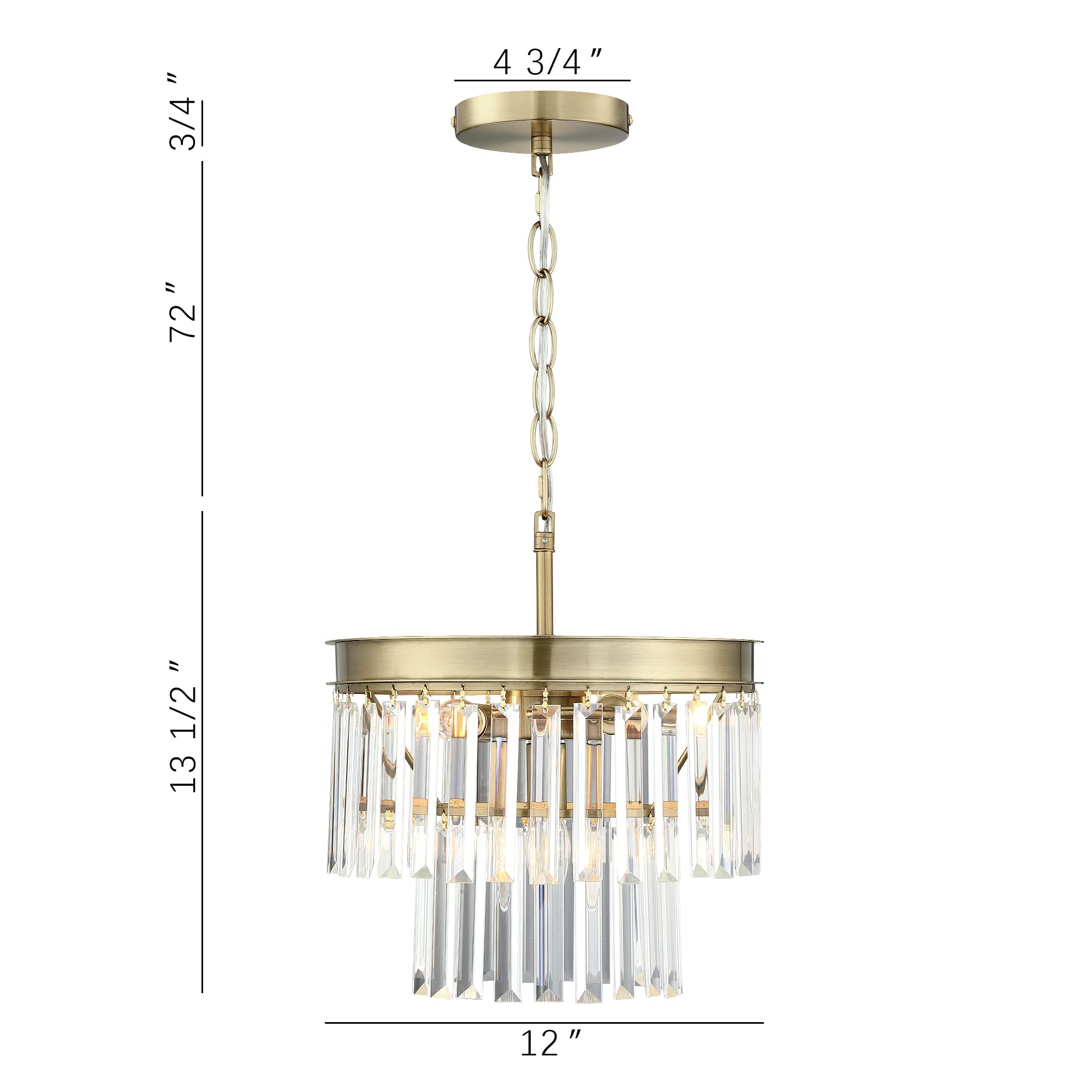 Crystal Chandelier Lighting Fixture Gold Finish 2-Tier Hanging Pendant Ceiling Lights for Living Room Bedroom Dinning Room Hallway