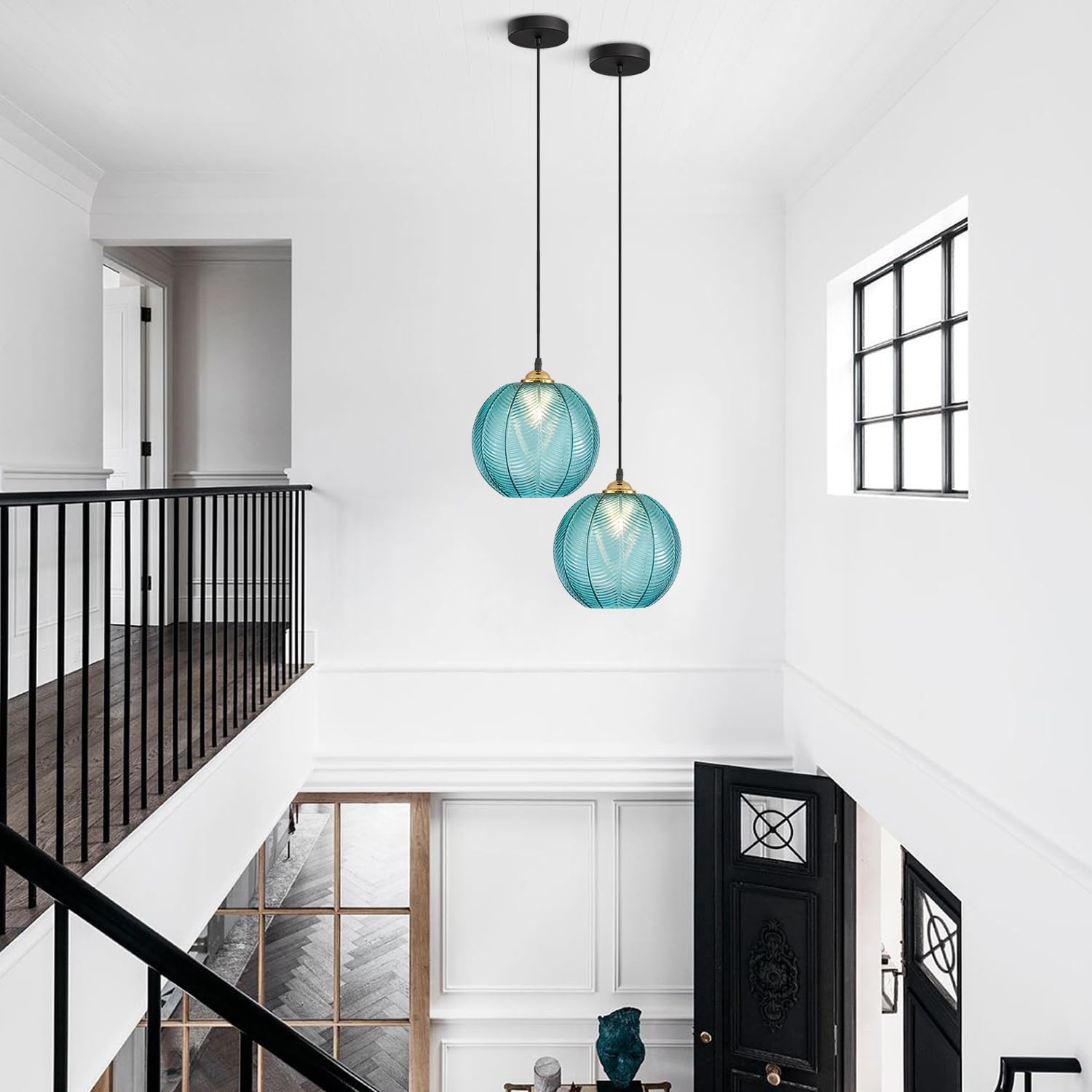 KCO Lighting 3-Lights Smoke Gray Glass Pendant Light Black Globe Round Cluster Chandelier Mid-Century Modern Multi Light Pendant Lighting Nordic Kitchen Island Light Fixture