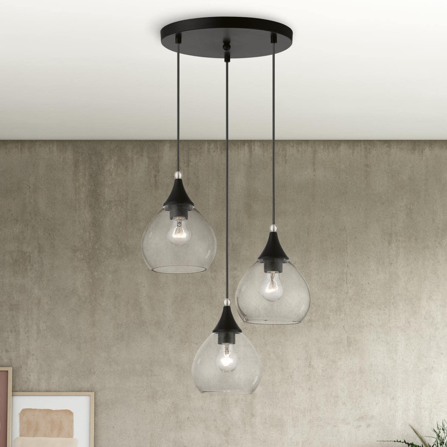 Multi Pendant, Black with Brushed Nickel Accents