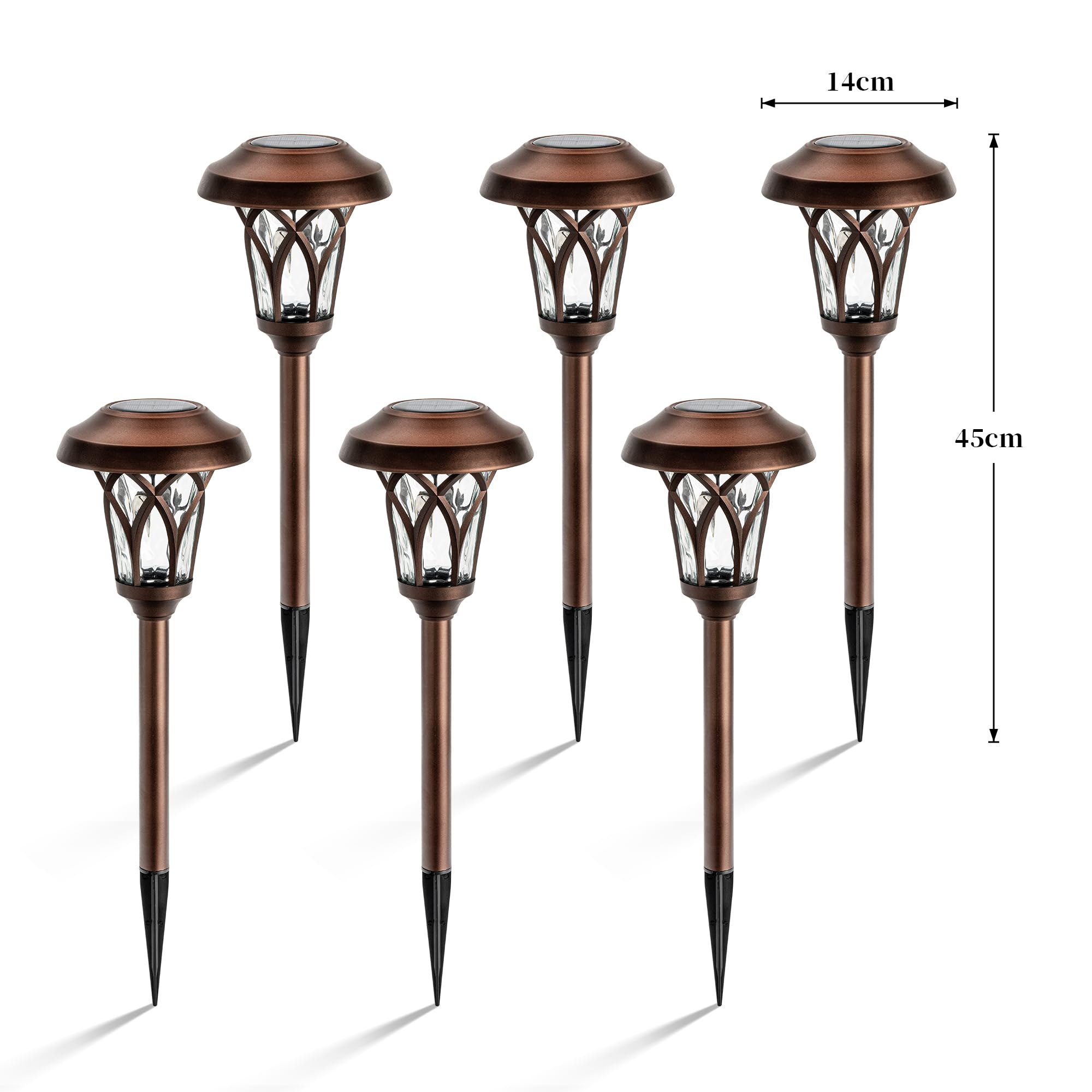 Solar Lights Outdoor 6 Pack, Brown Solar Landscape Lights Warm White, Super Bright High Lumen Waterproof Metal Automatic Solar Lights for Yard, Pathway, Garden, Walkway