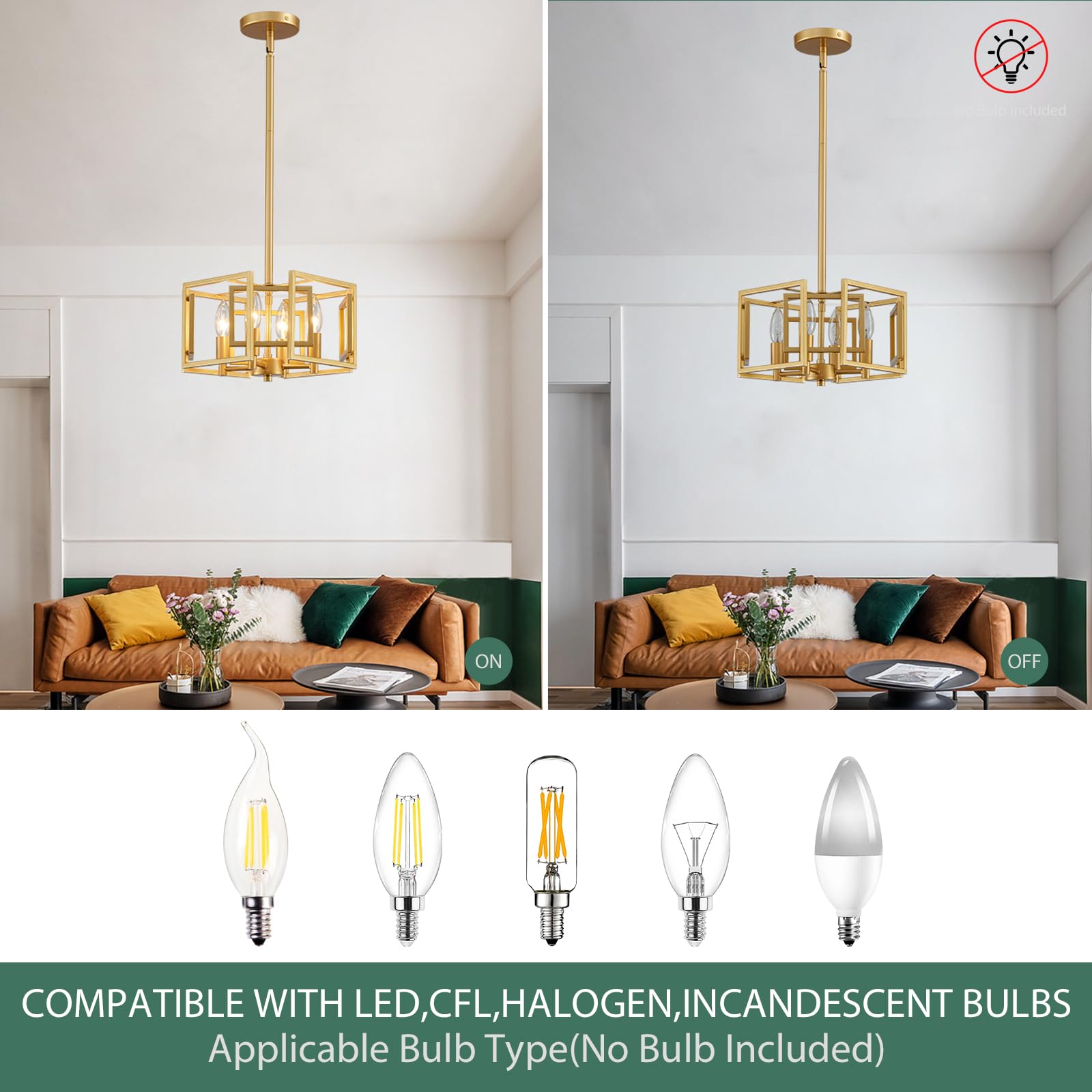 Gold Chandelier 5-Light Modern Kitchen Island Lighting Fixtures, Farmhouse Pendant Light 20 inches Retro Height Adjustable Ceiling Light for Dining Room, Bedroom, Living Room,Foyer