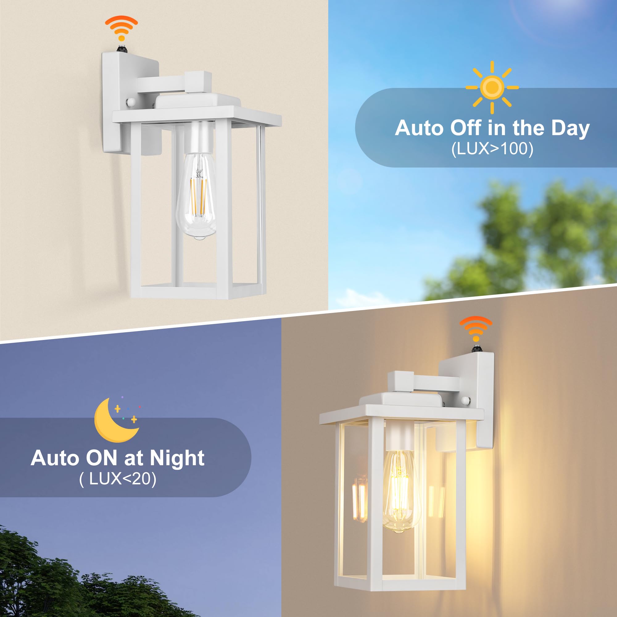 Outdoor Porch Lights Fixtures Wall Mount, Dusk to Dawn Outdoor Lighting Fixtures for House, Sensor Exterior Wall Lights, Waterproof Sconce Outside Lamp, Anti Rust Wall Lantern for Garage