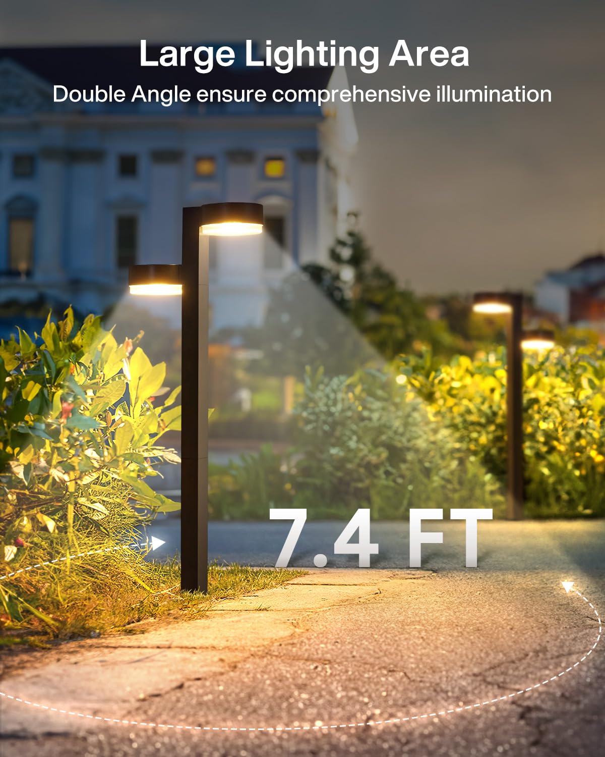 Solar Pathway Lights Outdoor Waterproof, 4 Pack Dual-Head Solar Lights Outdoor, 2X Brighter 24 LED Outdoor Solar Garden Lights for Yard Path Landscape Walkway Driveway Lights Solar Powered