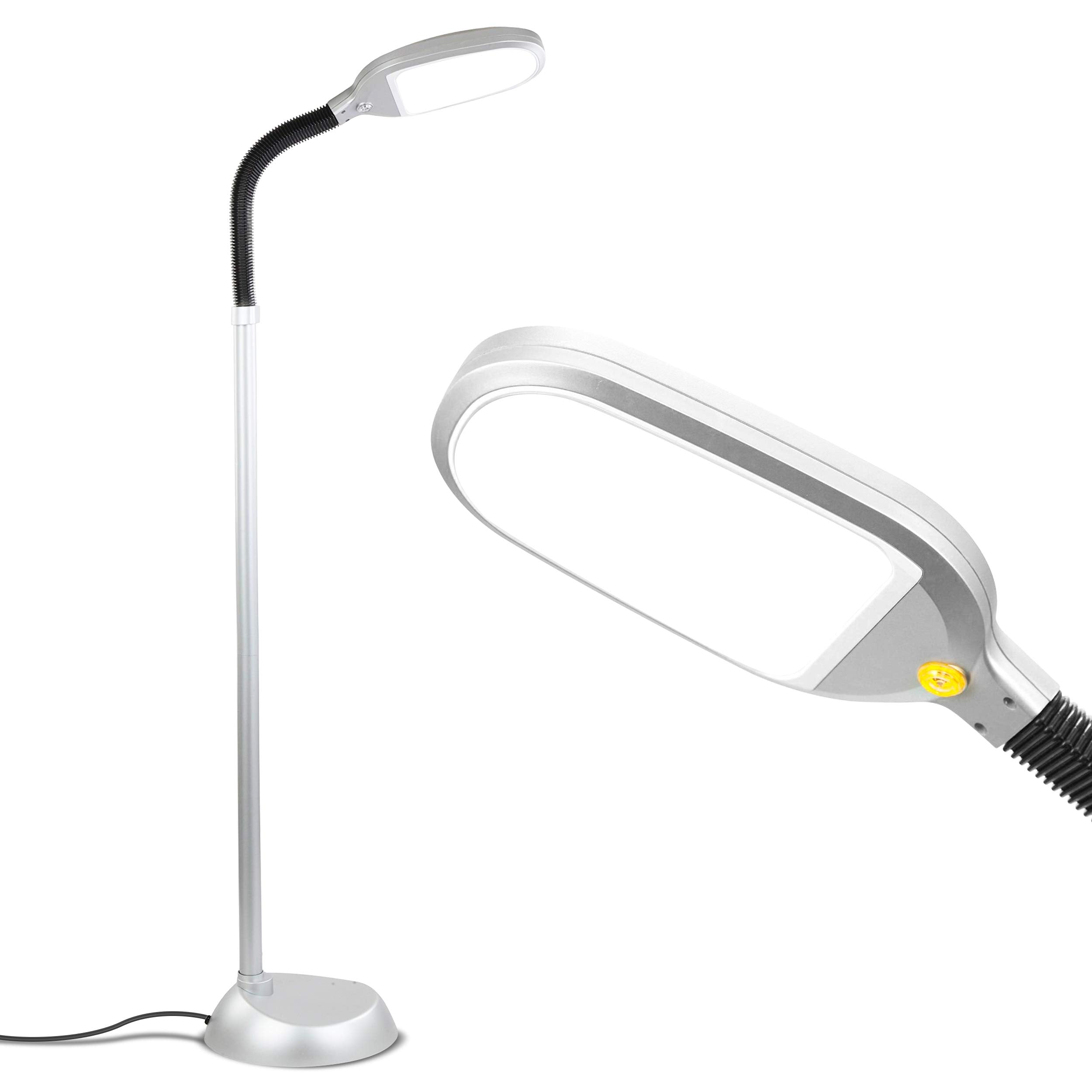 LED Floor Reading Lamp, Modern Wooden Style, Adjustable Gooseneck, 850-950 Lumens, 12W, 3-Year Warranty