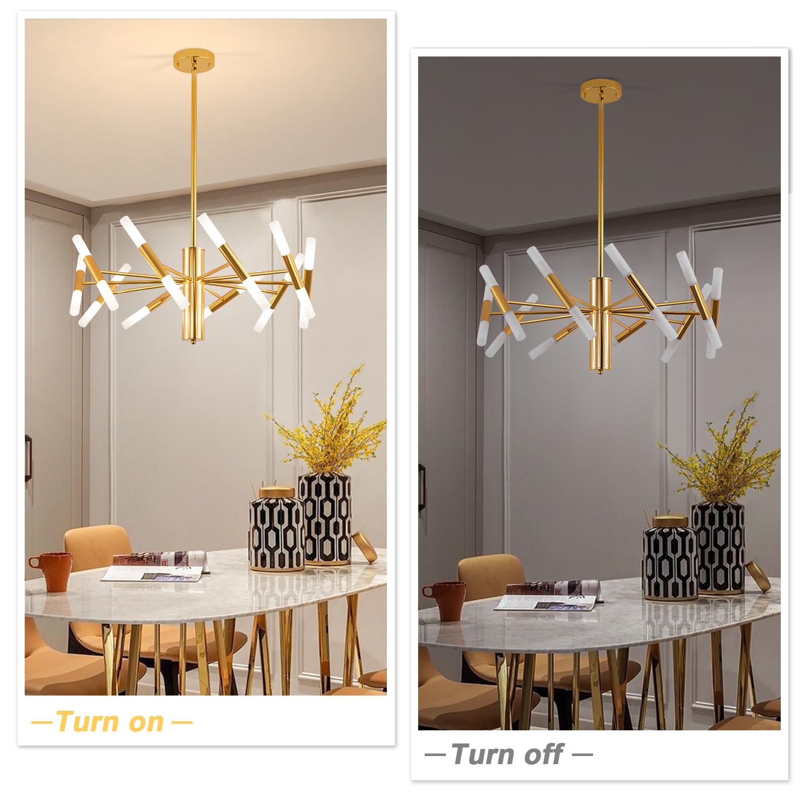 20-Light Gold Chandelier, Modern Farmhouse Dining Room Chandelier Over Table, E12 Metal Candle Pendant Light Fixtures Industrial Chandeliers for Bedroom, Foyer, Living Room and Entryway