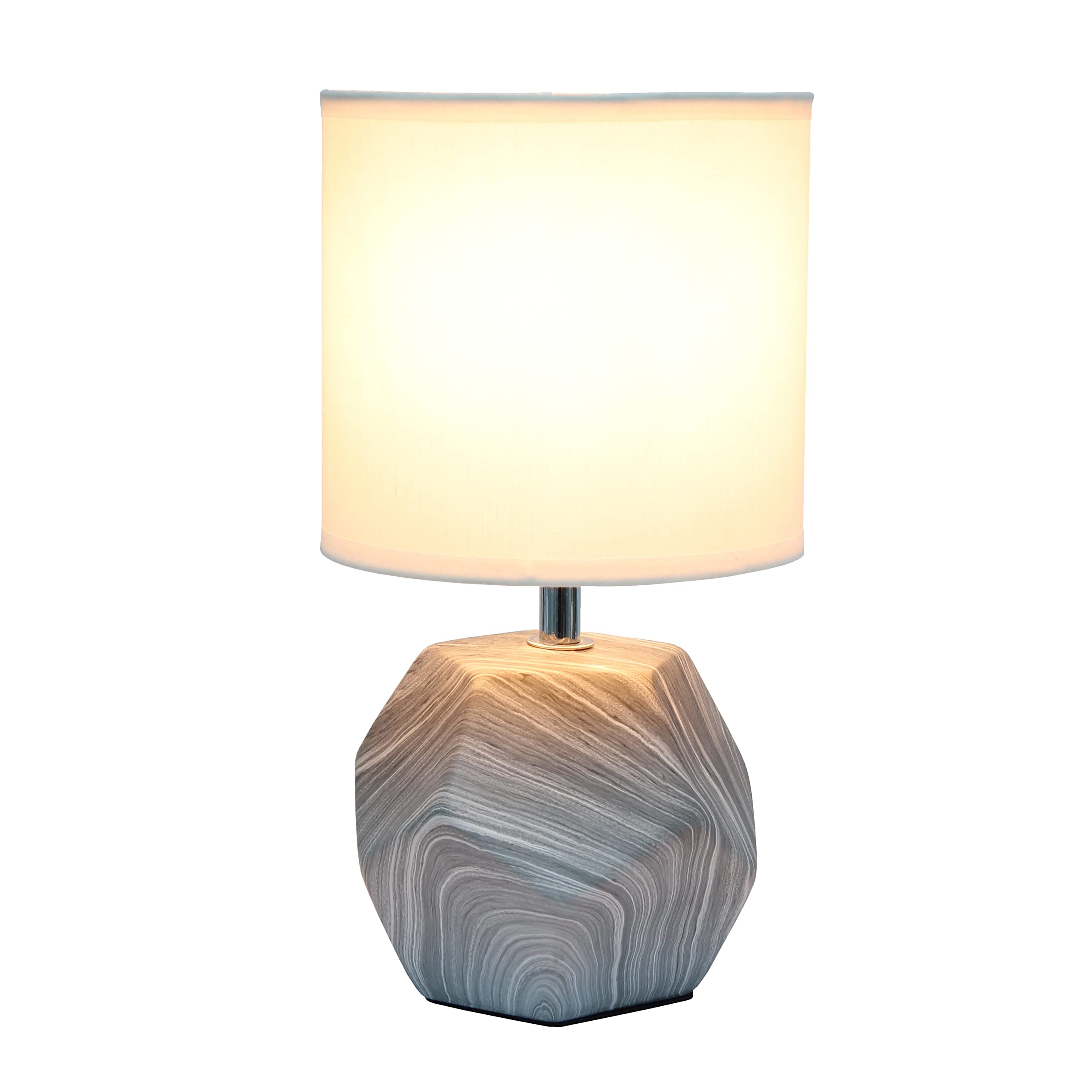 Round Prism Mini Table Lamp with Matching Fabric Shade, Gray