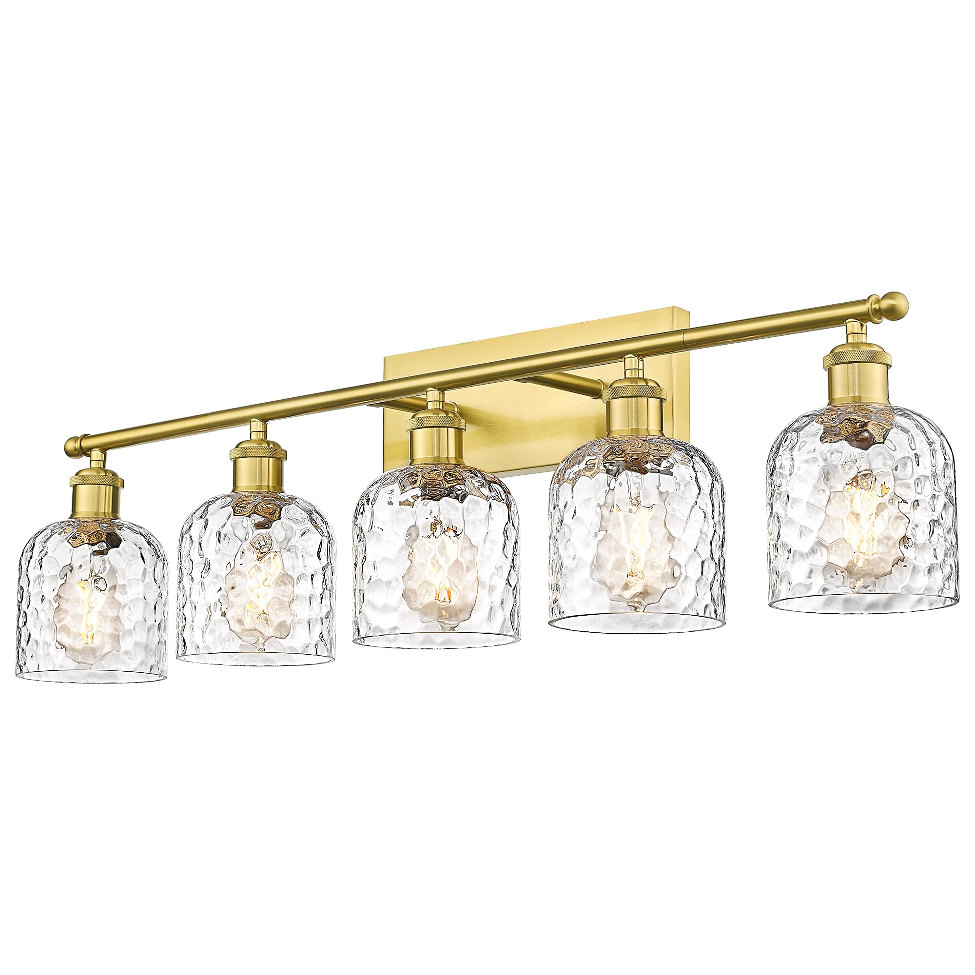 Modern Vanity Lights for Bathroom, Industrial 3-Light Chrome Bathroom Lights with Hammered Glass Shade, ZJF63B-3W CH