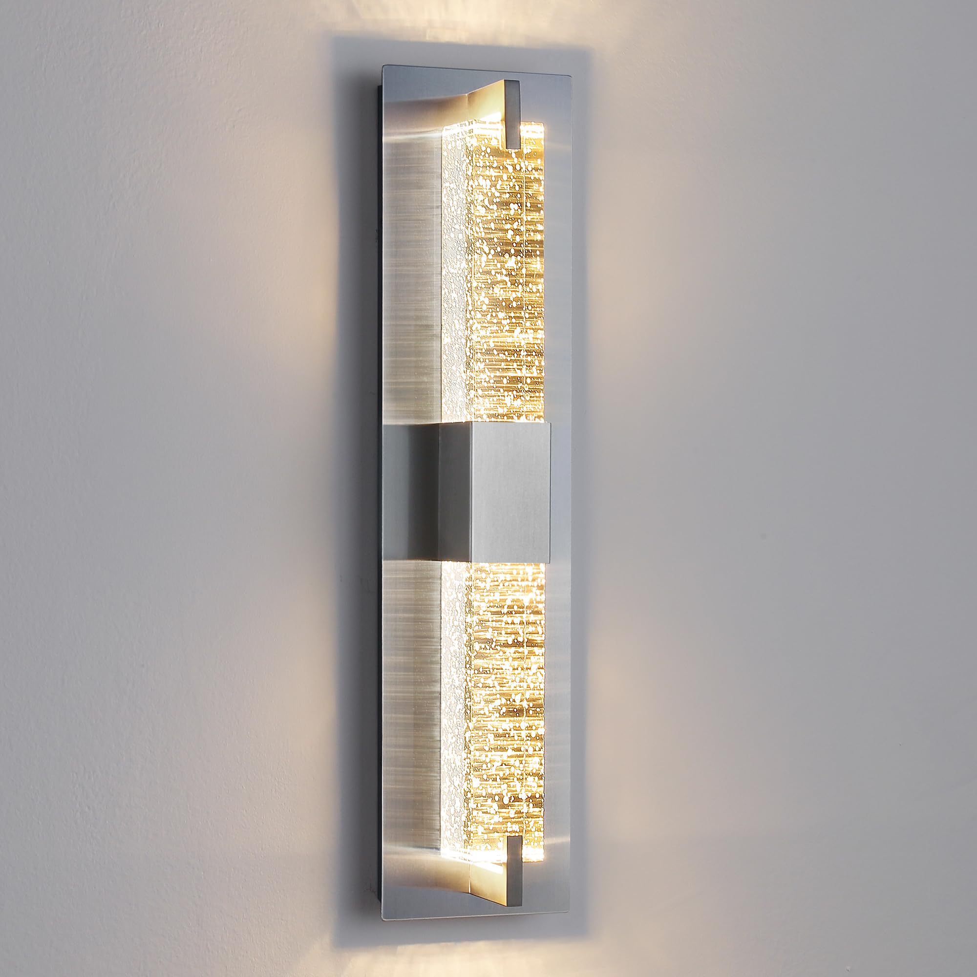 LED Wall Sconce Light: 19 Inch Black Modern Sconces Wall Lighting 3000K Dimmable Crystal Wall Lamps Indoor Bathroom Sconce Wall Mount Light Fixtures for Living Room/Bedroom/Hallway