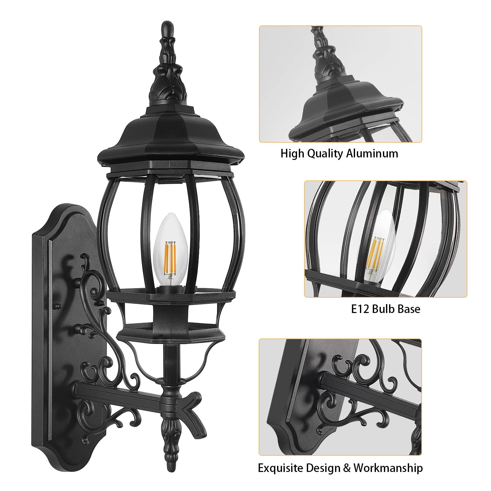 White Outdoor Wall Lantern, Wall Sconce Outside Light Fixtures for Porch Exterior Wall Lantern Waterproof Sconce Lights Wall Lights for Living Room