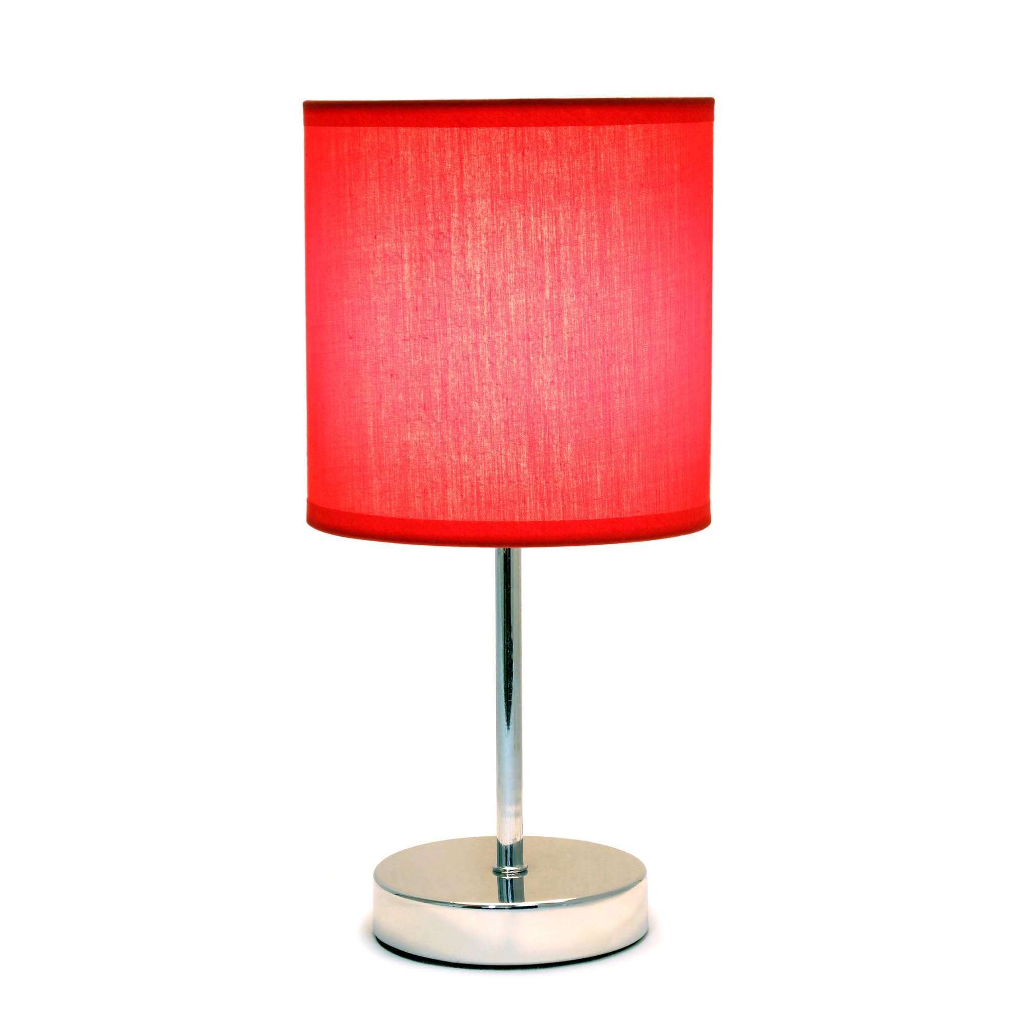 Chrome Mini Basic Table Lamp with Fabric Shade, White