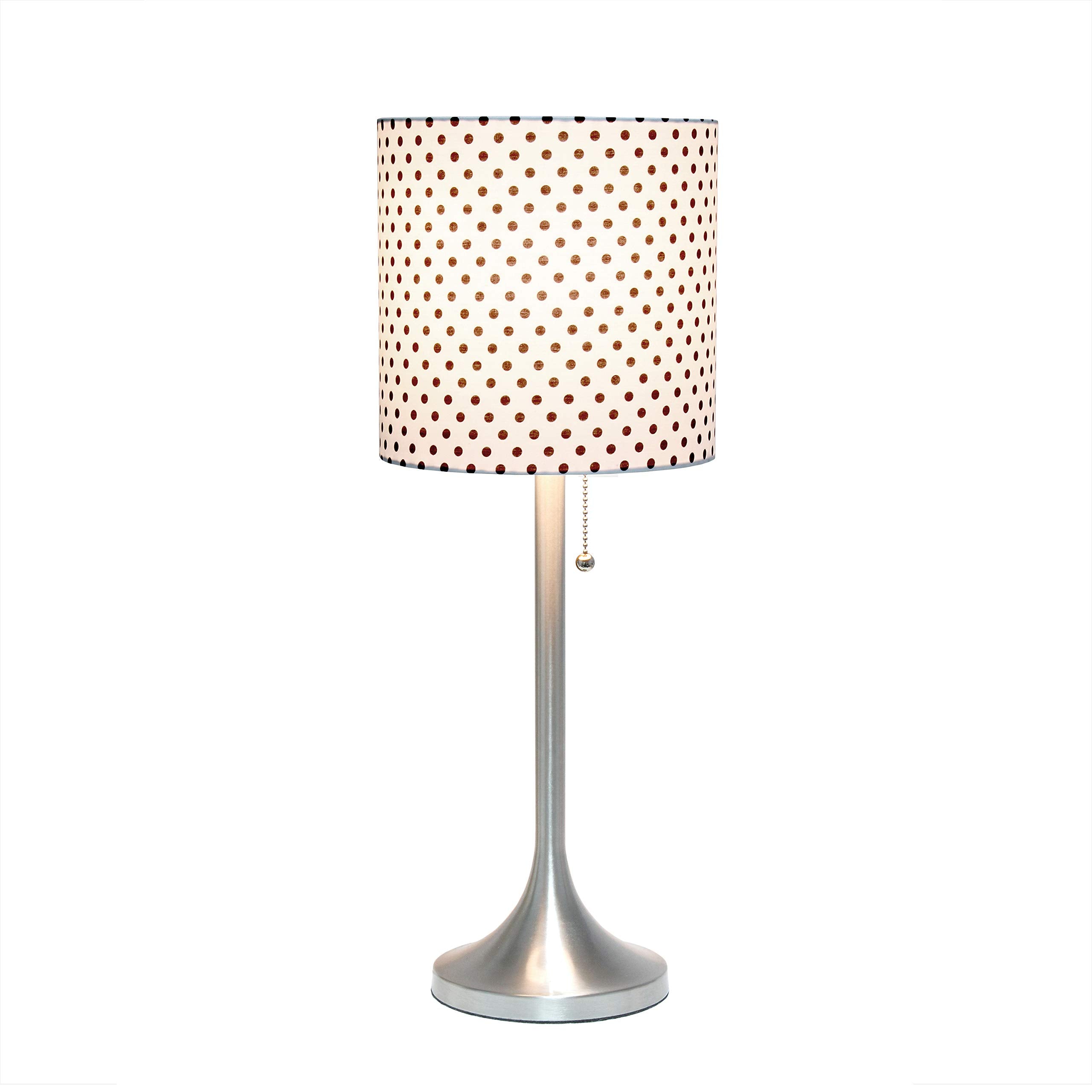 Tapered Fabric Drum Shade Table Lamp, Gold and White, 8 x 8 x 21