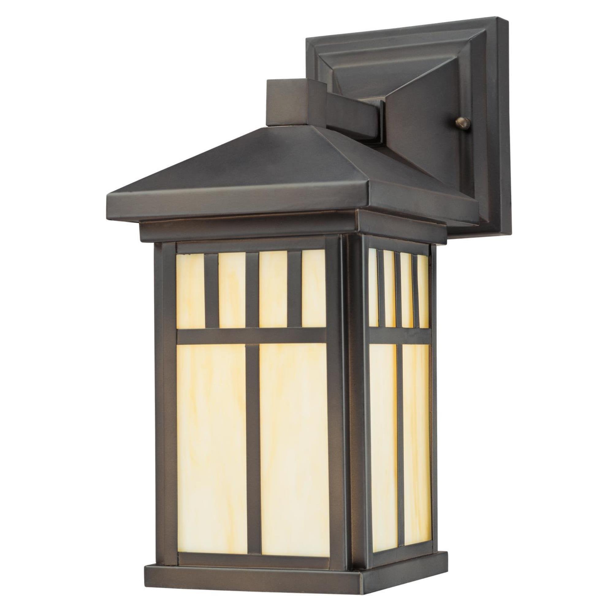 One-Light Exterior Wall Lantern on Steel with Honey Art Glass, Oil Rubbed Bronze Finish, 1 Pack