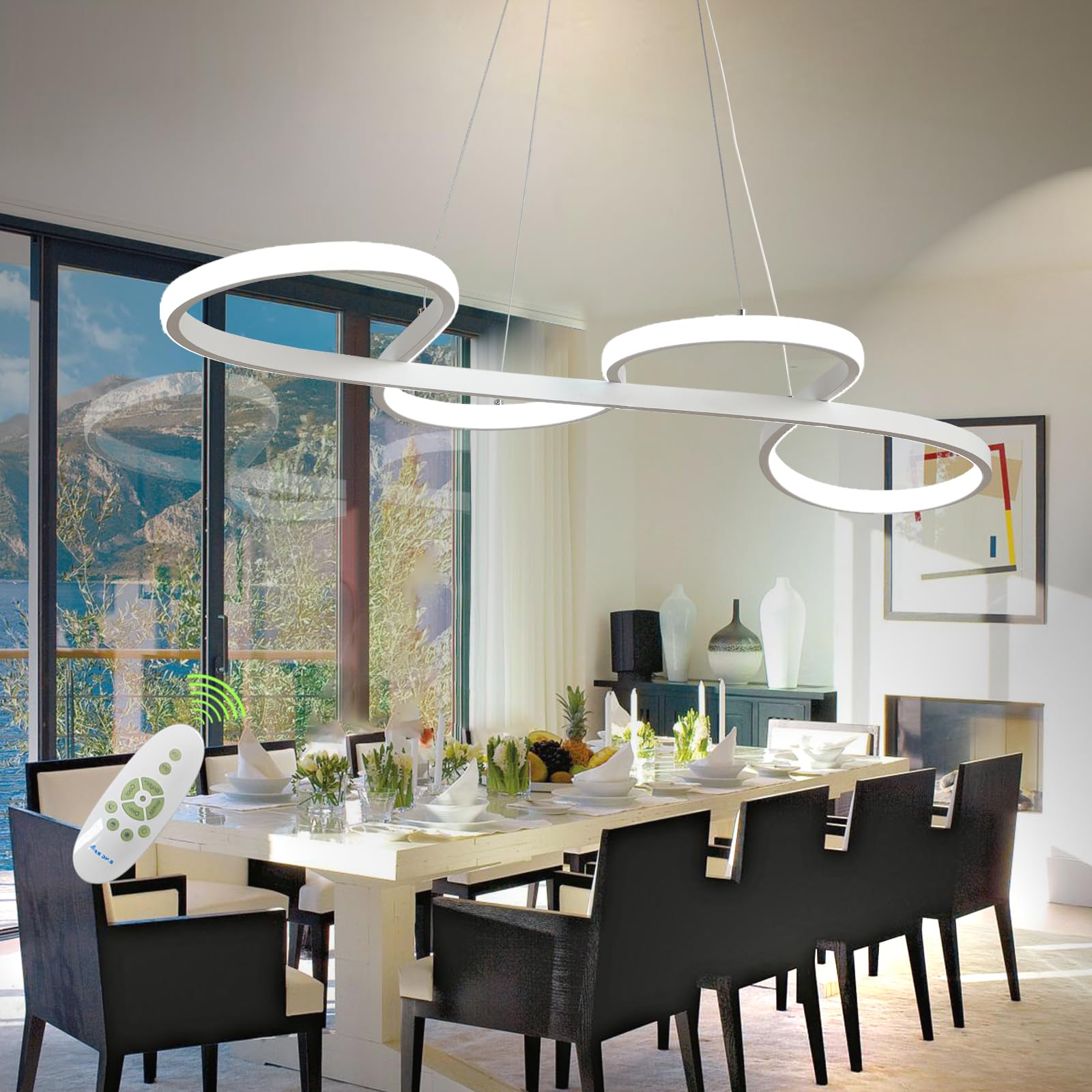 Gold Led Chandelier Modern Gold Chandelier for Dining Room Light Fixture,L39.3" Modern Led Pendant Light for Kitchen Island Lighting,Gold Chandelier Light Fixture Over Table Dimmable with Remote