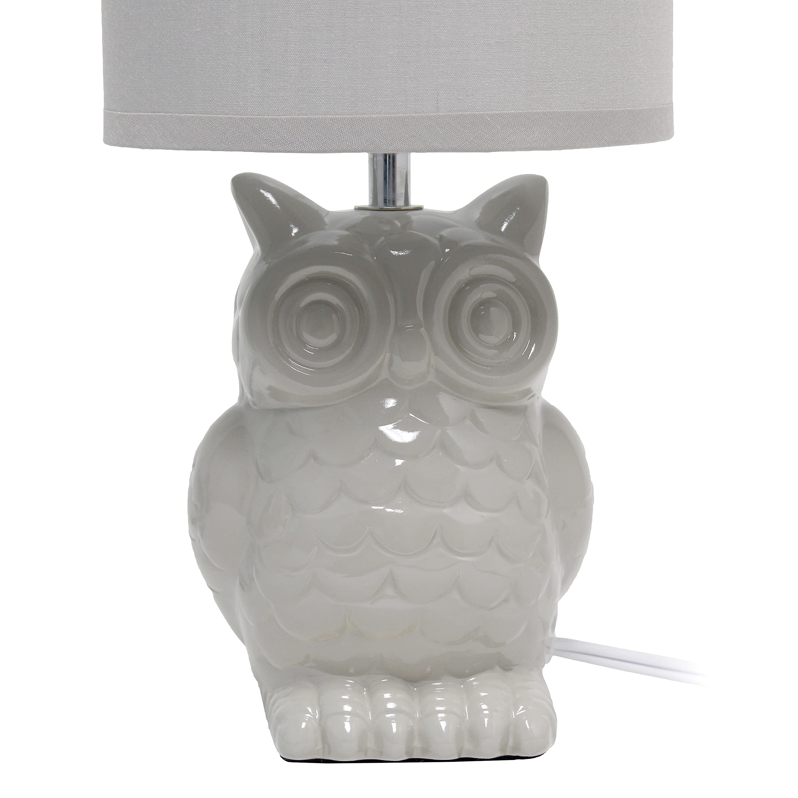 12.8" Tall Contemporary Ceramic Owl Bedside Table Desk Lamp w Matching Fabric Shade for Decor, Bedroom, Nightstand, Living Room, Entryway, Kids' Room, Nursery, Sage Green