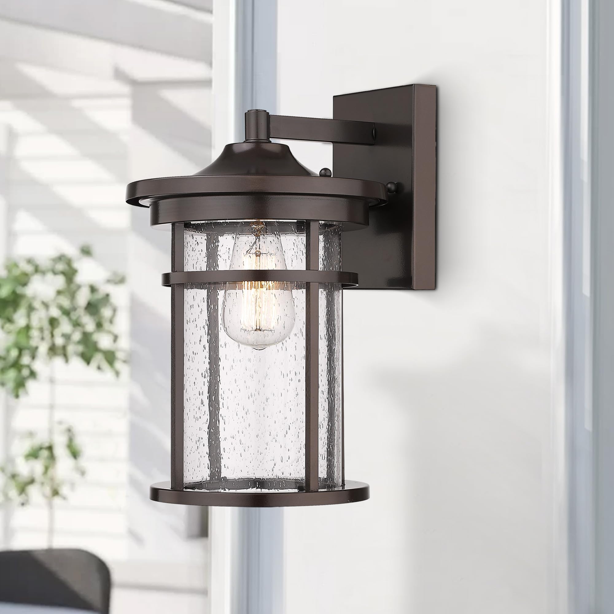 Outdoor Wall Sconces, Exterior Wall Lantern, Outdoor Wall Lighting Fixture, Outdoor Wall Mounted Lights, Outdoor Wall Lights for Patio, Porch, Garden,Balcony (Black, 12" H)